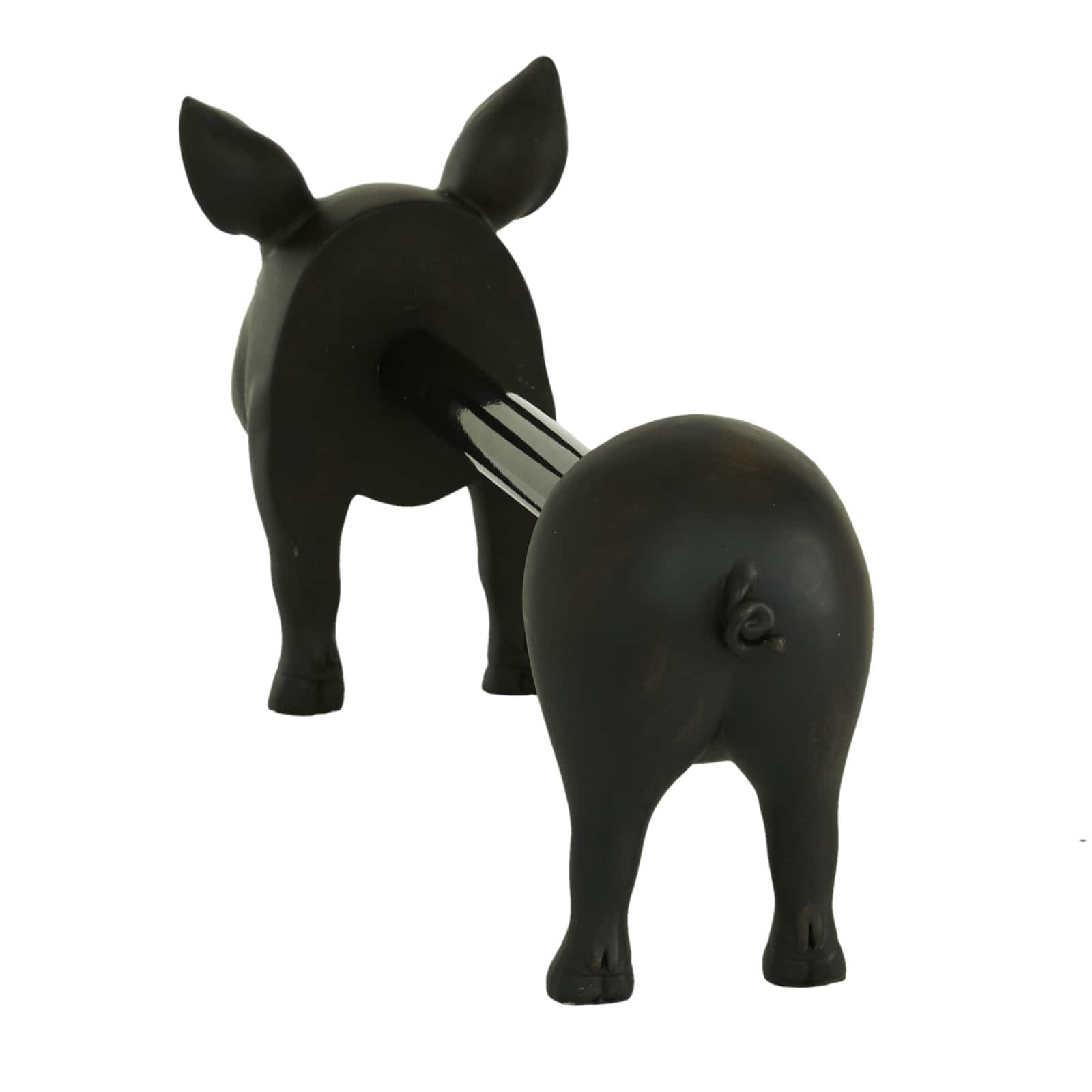 16" Black Farmhouse Pig Paper Towel Holder