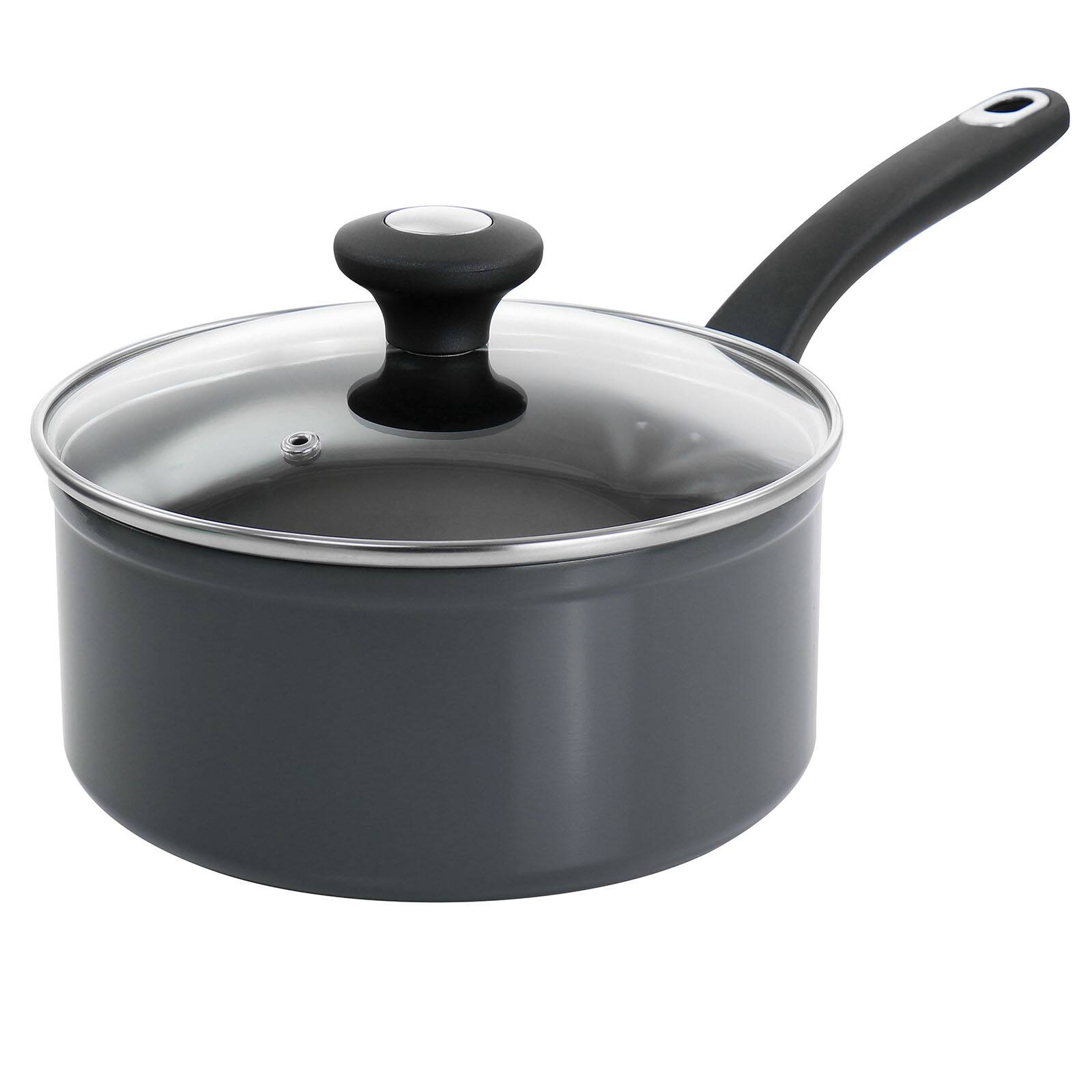 Martha Stewart Everyday 1.6qt. Aluminum Sharkey Gray Saucepan with Lid