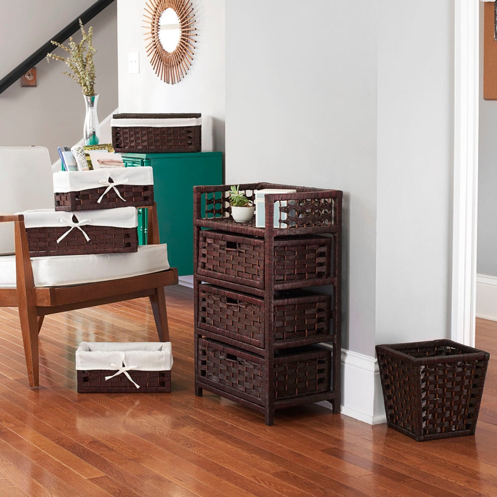 Household Essentials Brown Paper Rope Utility Basket Set with Cloth Liners