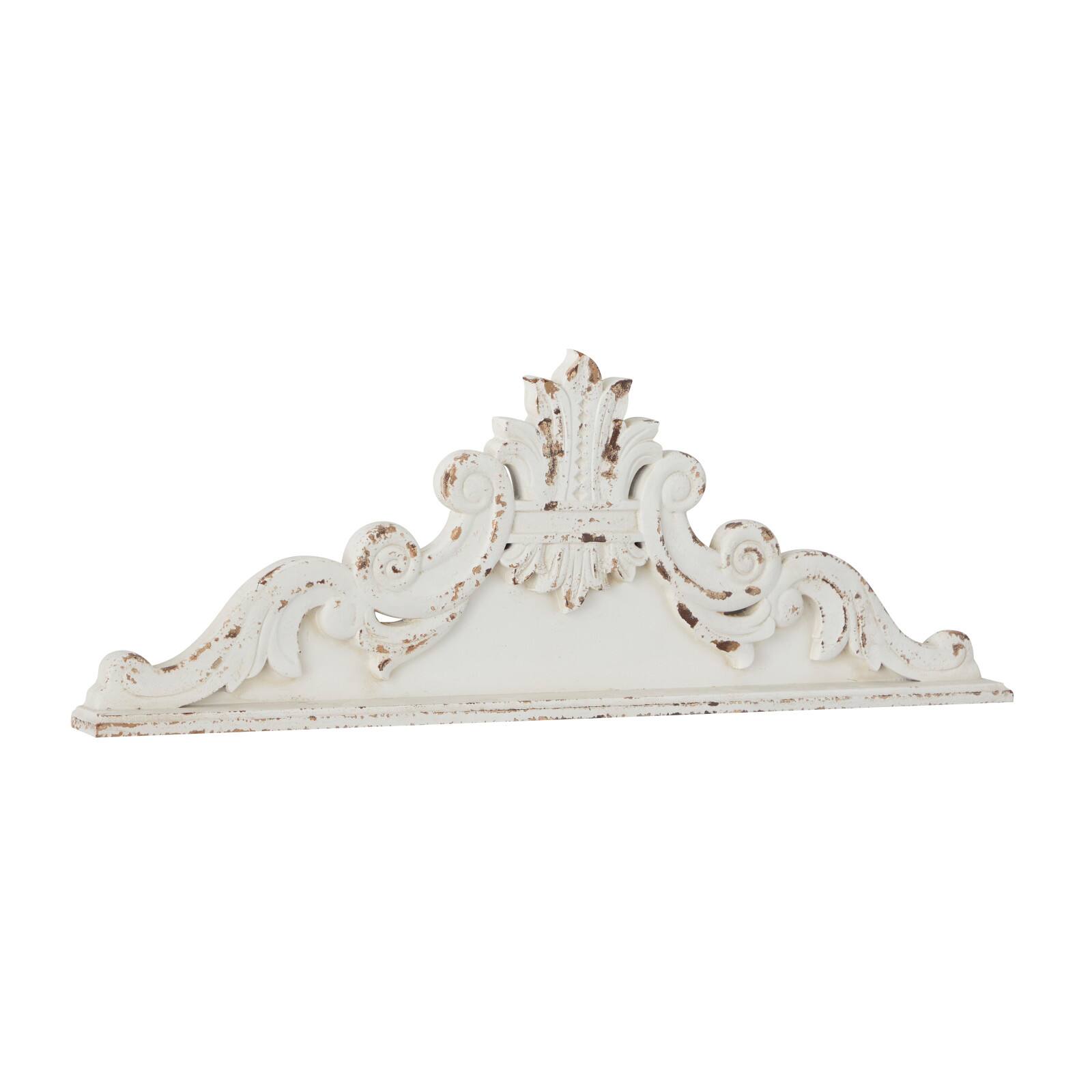 White Wood French Country Carved Wall Decor 14" x 39" x 3"