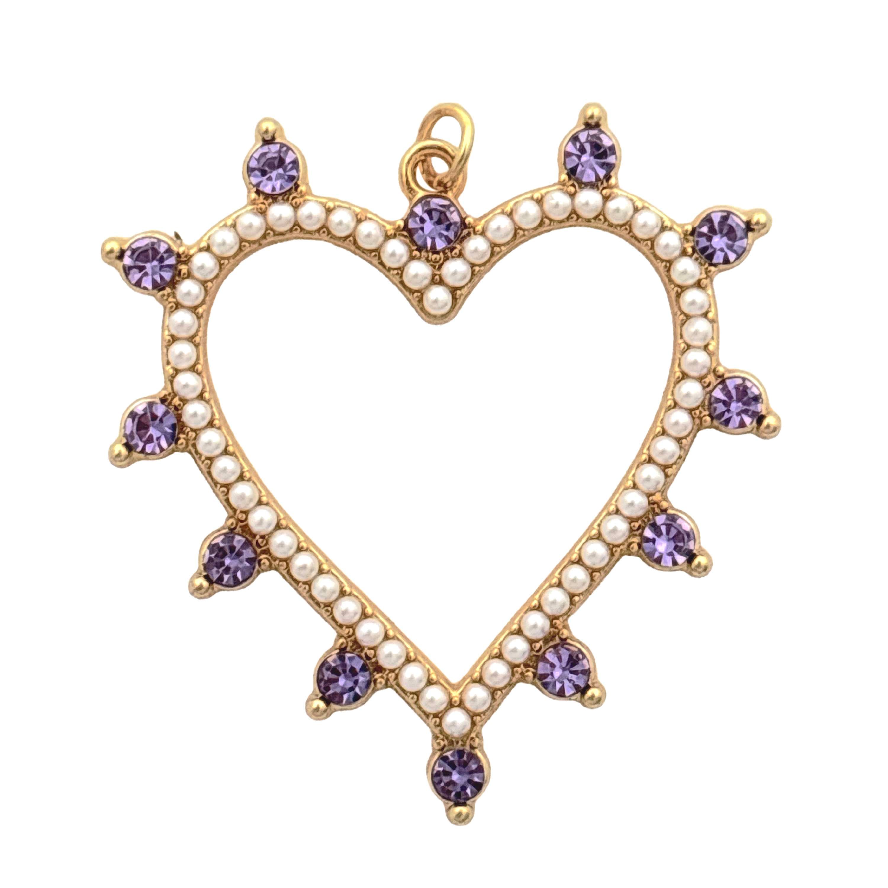 Gold, Rhinestone & Pearl Metal Heart Pendant by Bead Landing™