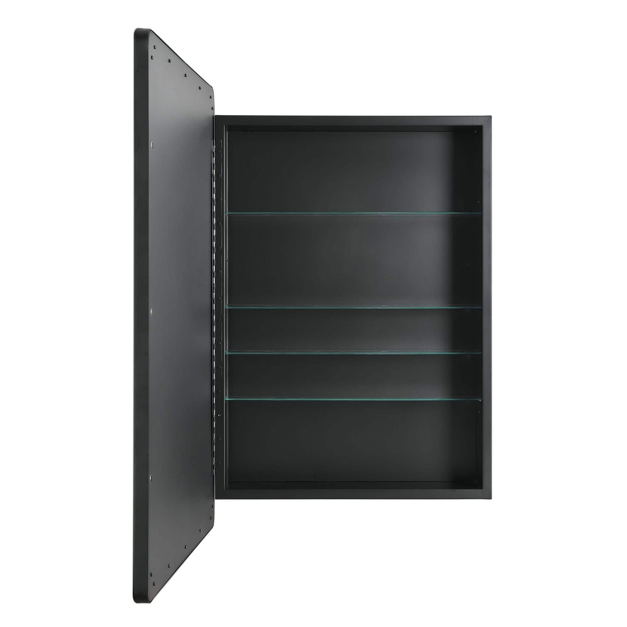 Head West Black Metal Medicine Cabinet with Beveled Mirror