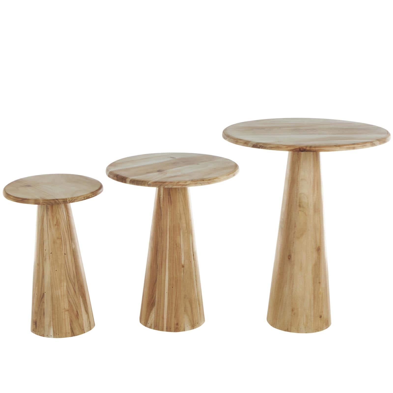 Light Brown Wood Side End Accent Tables Set