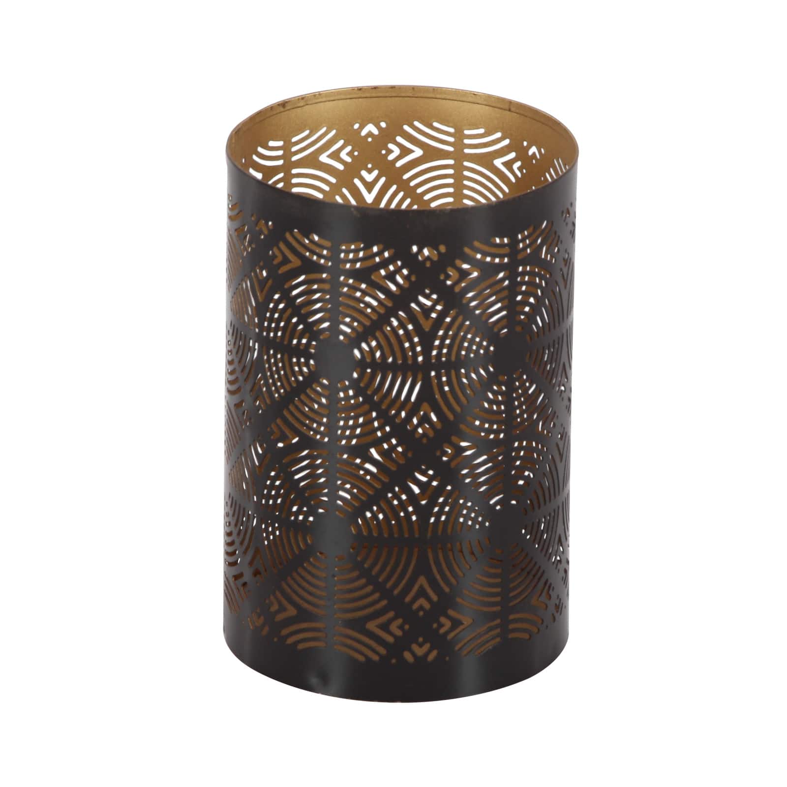 Set of 3" Brown Metal Eclectic Lantern, 12", 10", 6"