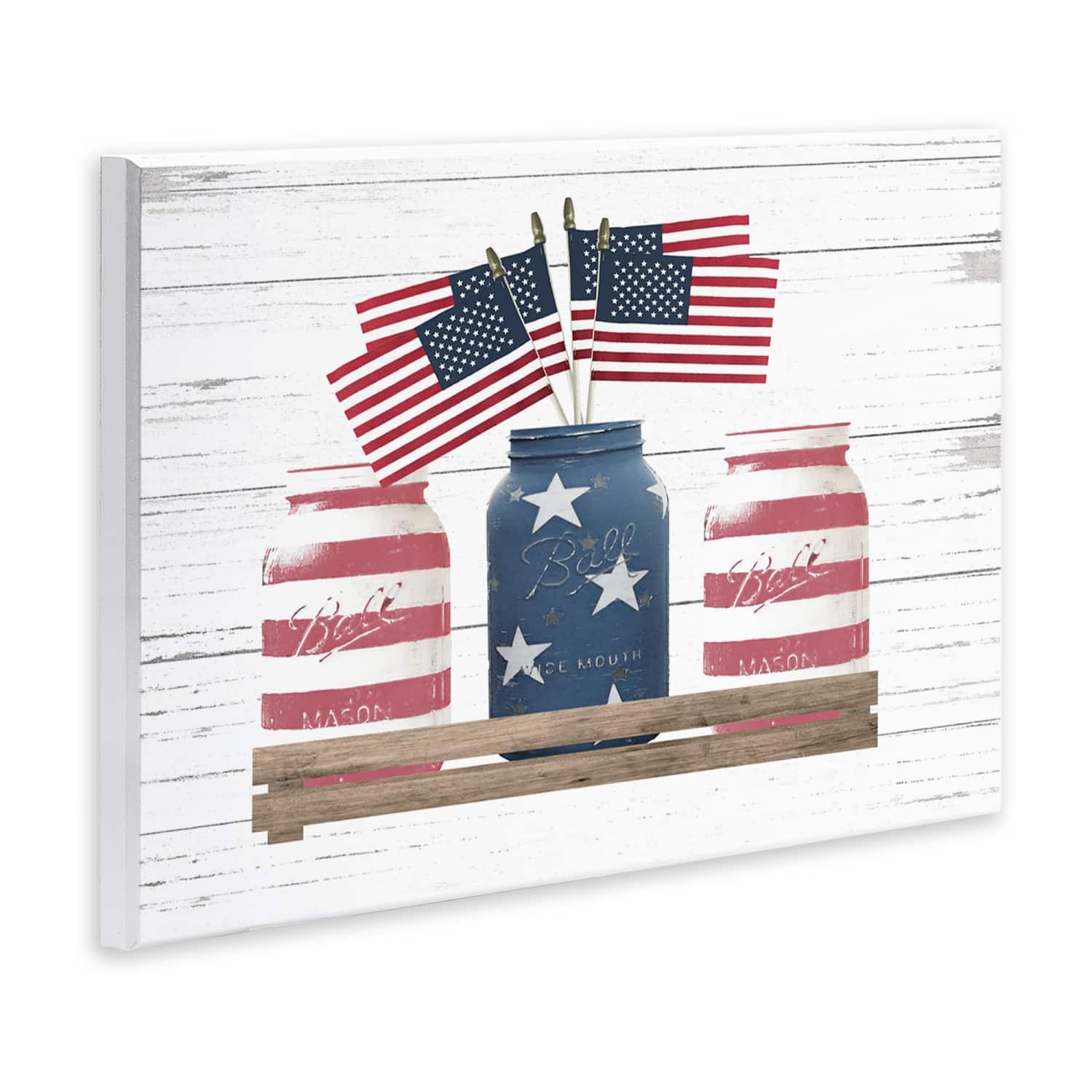 Stupell Industries Rustic Patriotic Jars American Pride Flag Design Wall Plaque Art