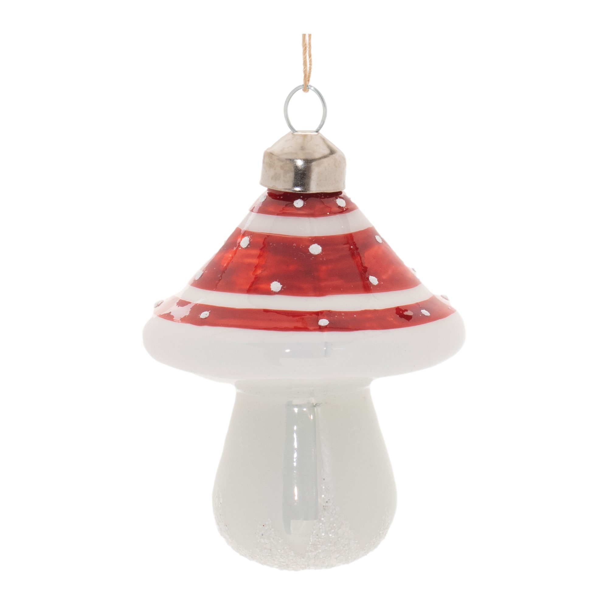 3" Glittered Glass Mushroom Ornaments, 6ct.