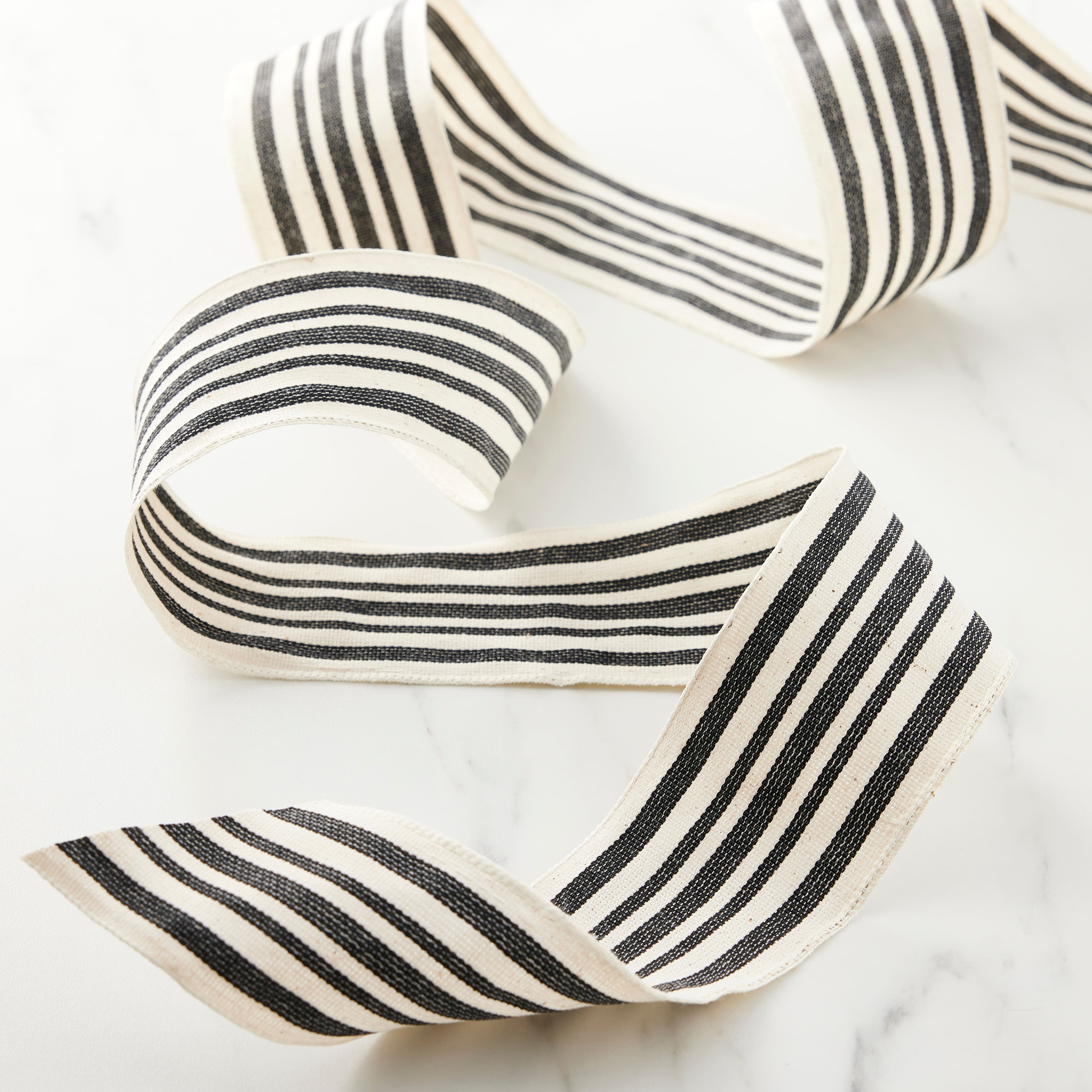 12 Pack: 2.5" x 25ft. Faux Cotton Wired Striped Ribbon by Celebrate It™ Décor