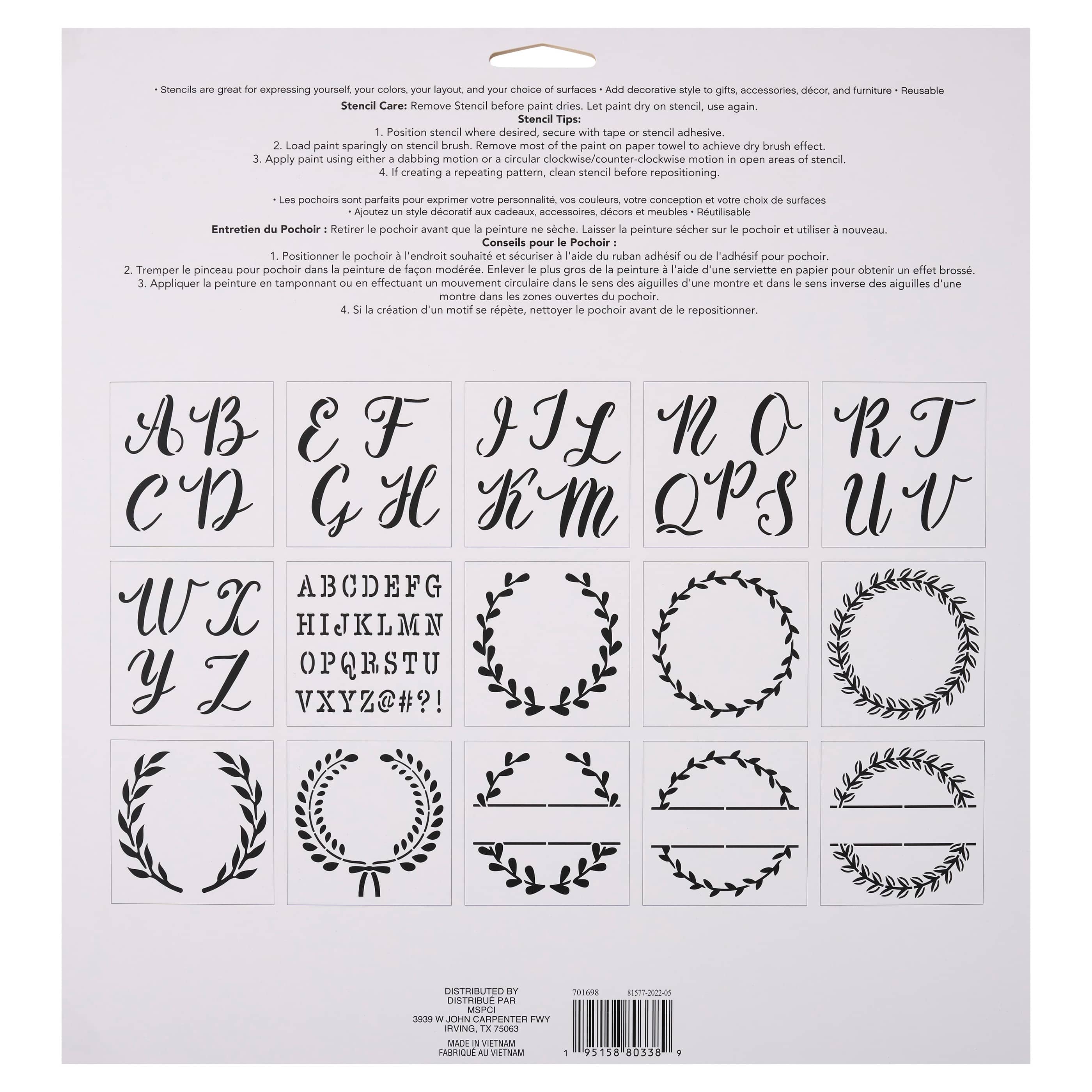 Alphabet Monogram Stencils by Craft Smart®, 12" x 12"