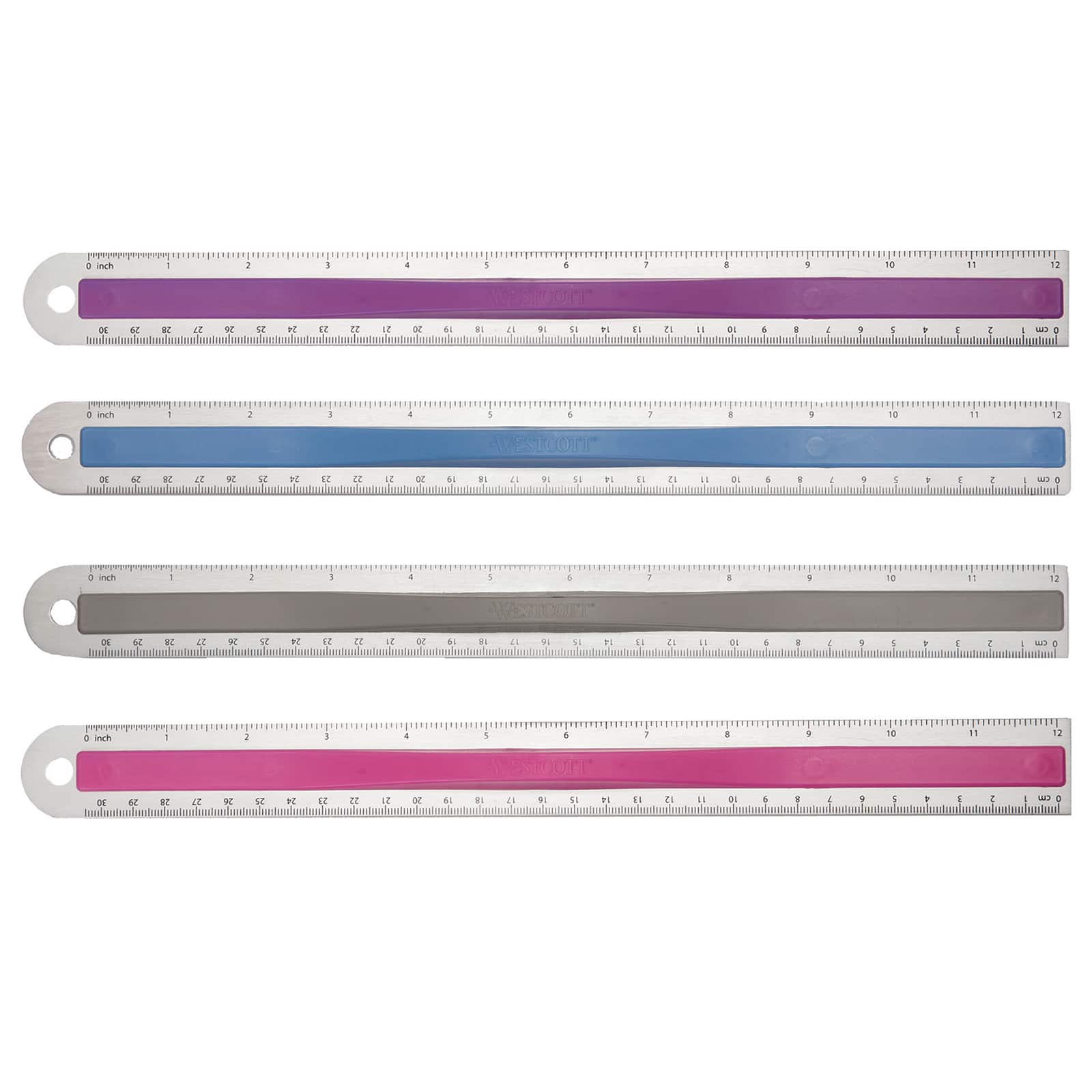 Assorted Westcott® Aluminum Ruler With Finger Grip