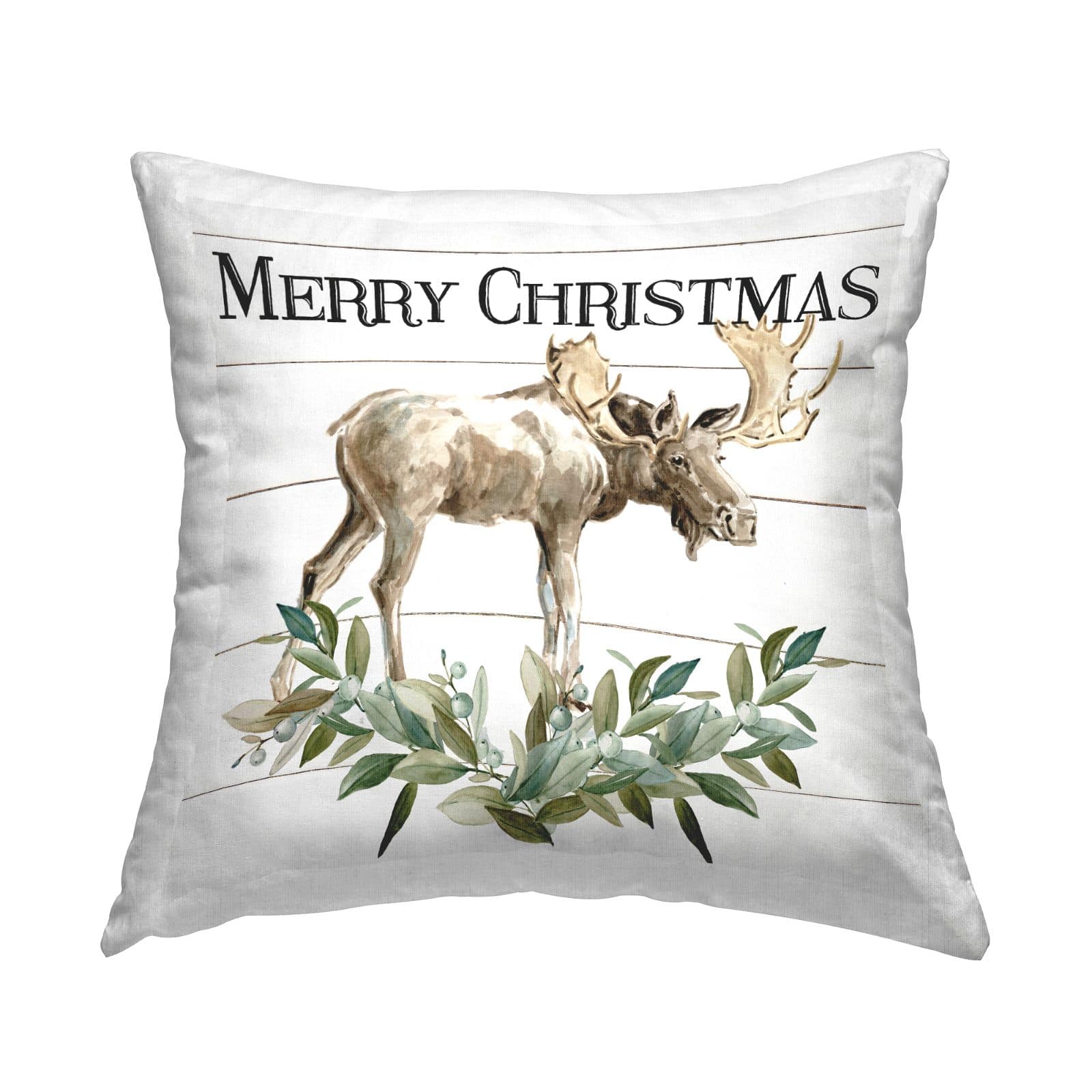 Stupell Industries Merry Christmas Botanical Moose Throw Pillow