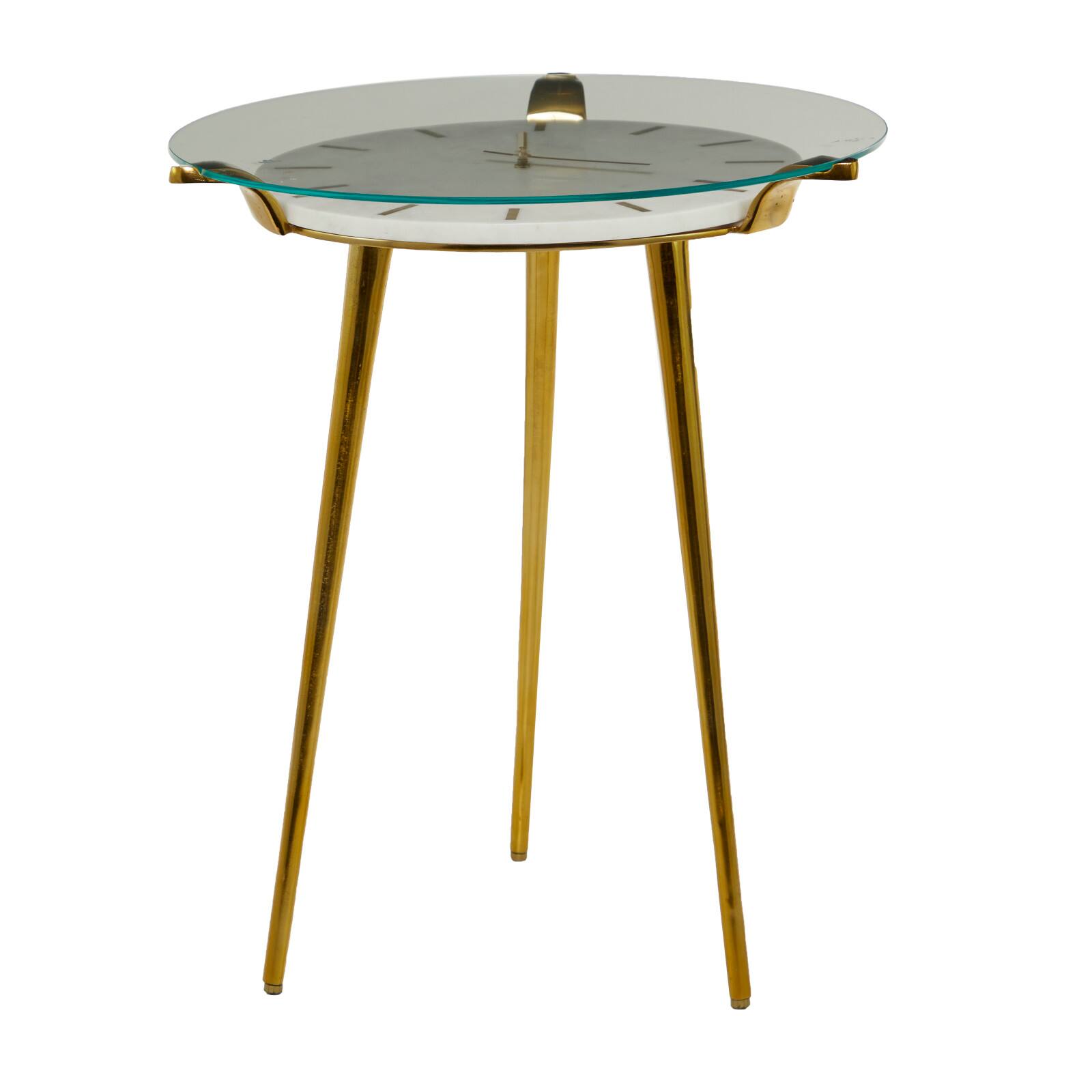White Aluminum Glam Accent Table, 19" x 20" x 23"