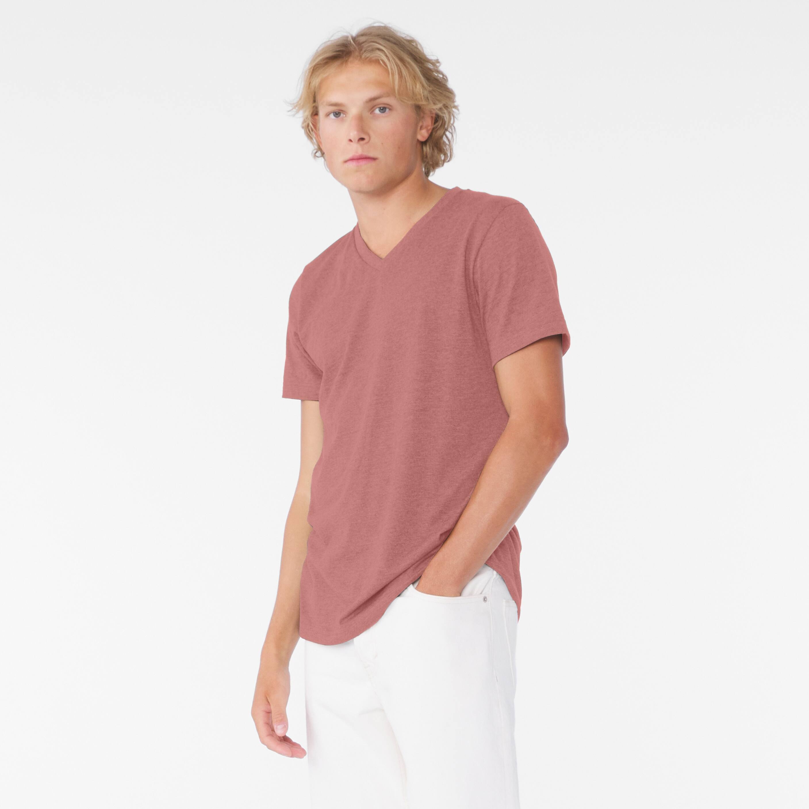 T-shirt en jersey unisexe à encolure en V et manches courtes de BELLA+CANVAS