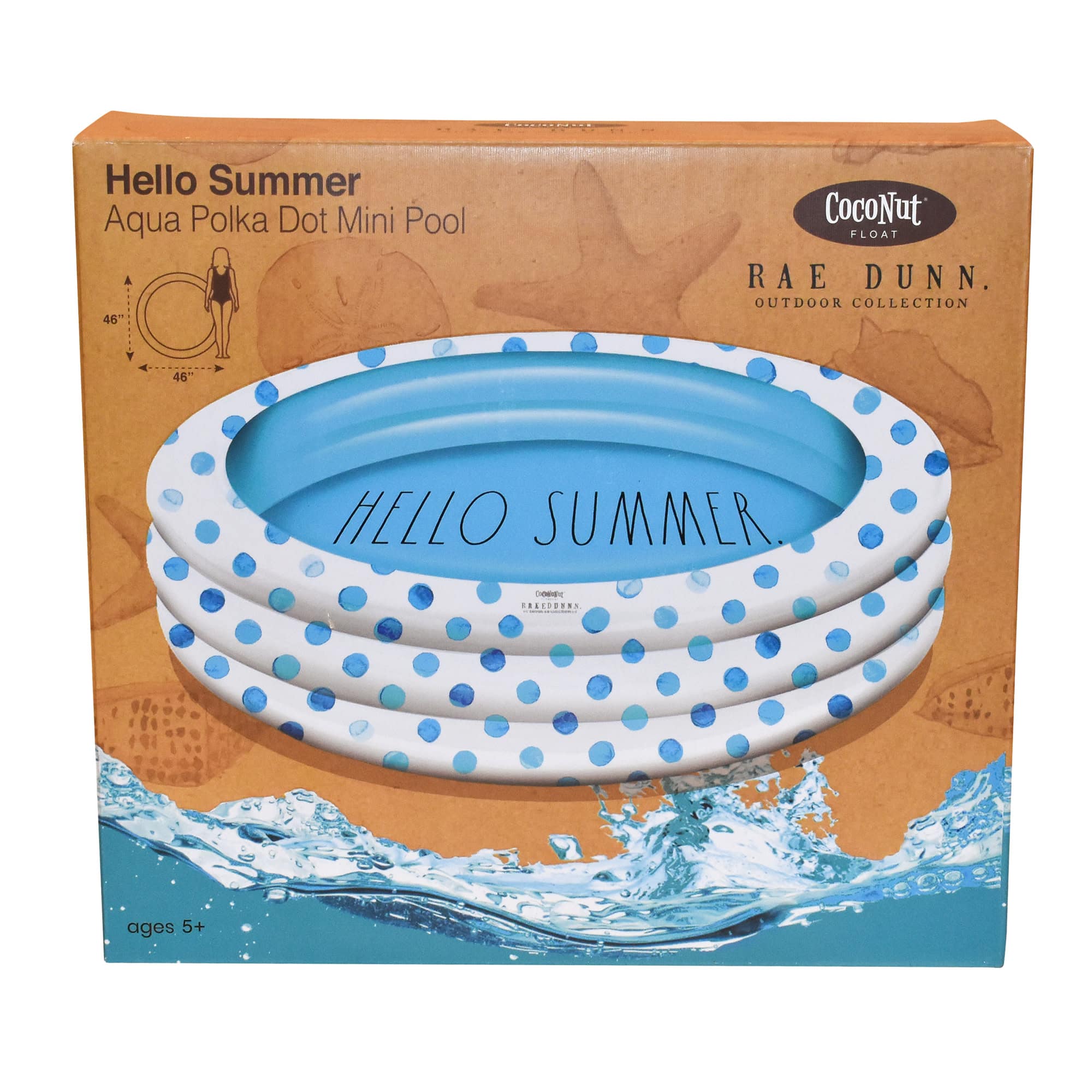 Rae Dunn 4ft. Hello Summer Aqua Polka Dots Mini Pool