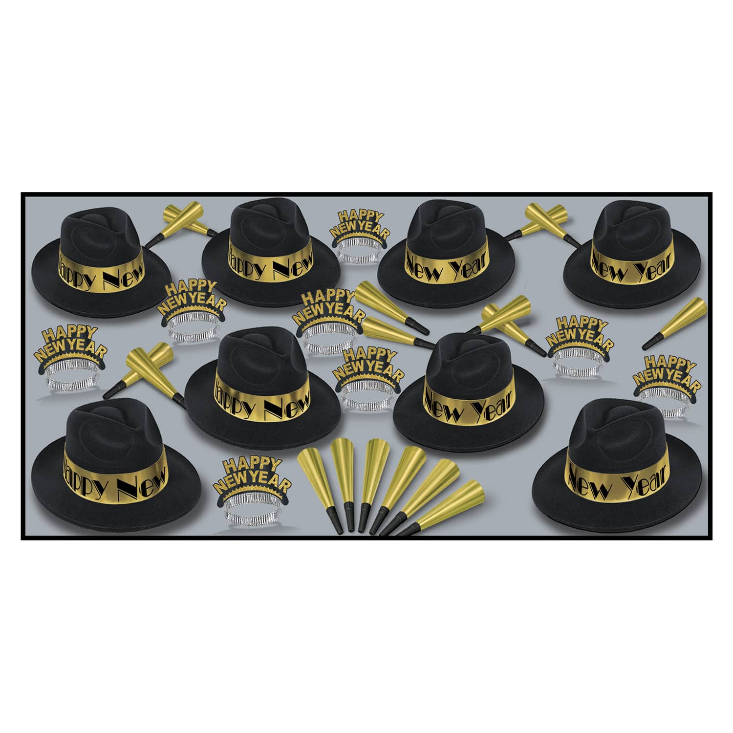 Beistle Black & Gold New Year Swing Party Favor Kit for 50