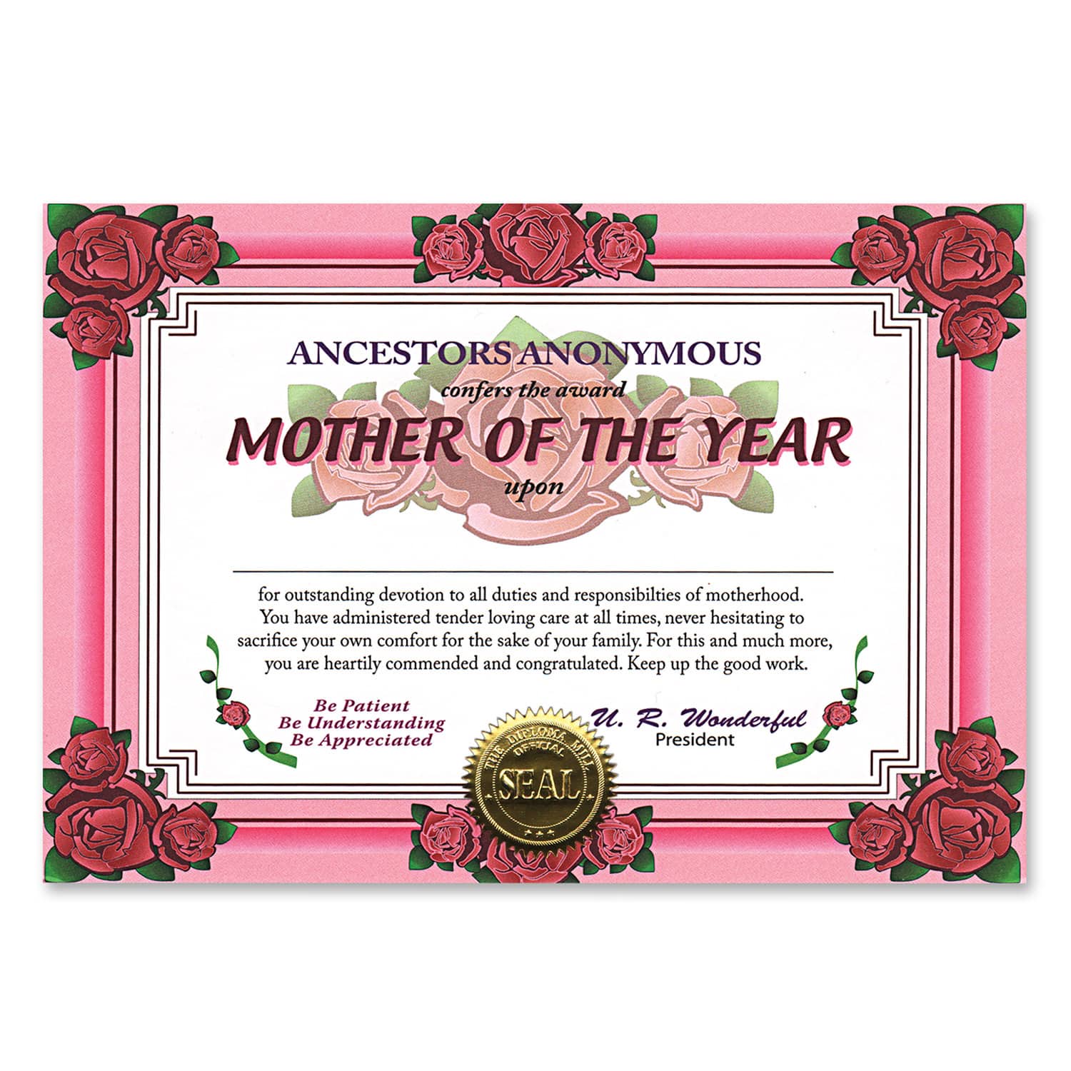 Beistle 5" x 7" Mother Of The Year Certificates, 6ct.