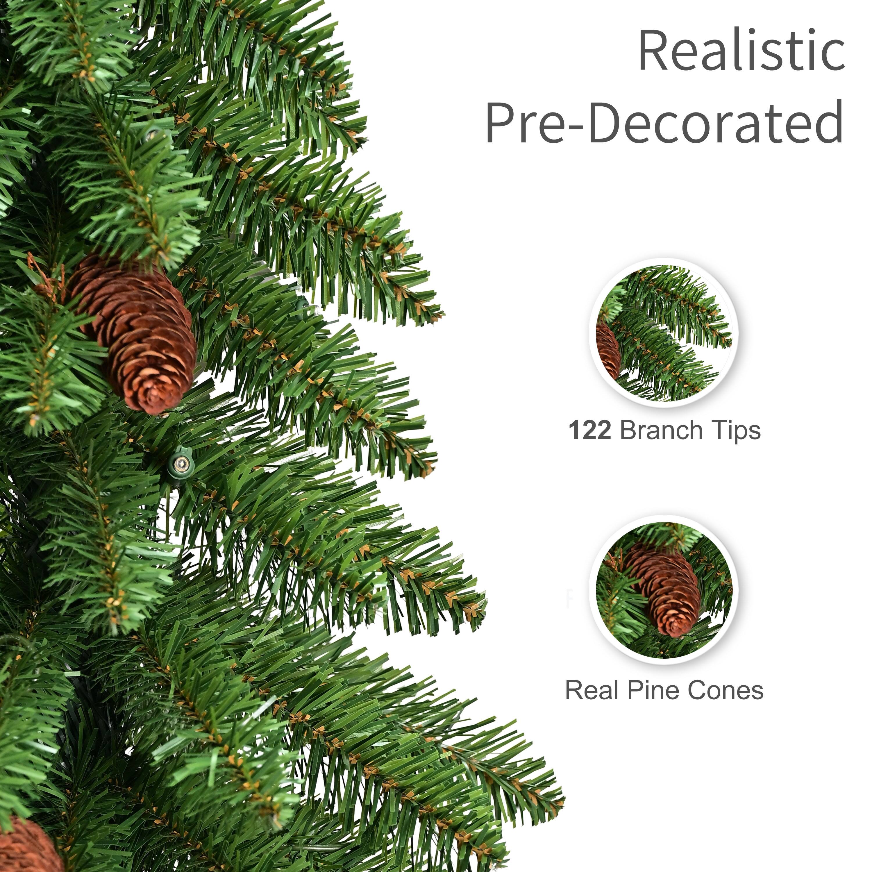 Puleo International 4ft. Pre-Lit Artificial Alpine Christmas Trees with Pinecones, Warm White LED Lights, 2ct.