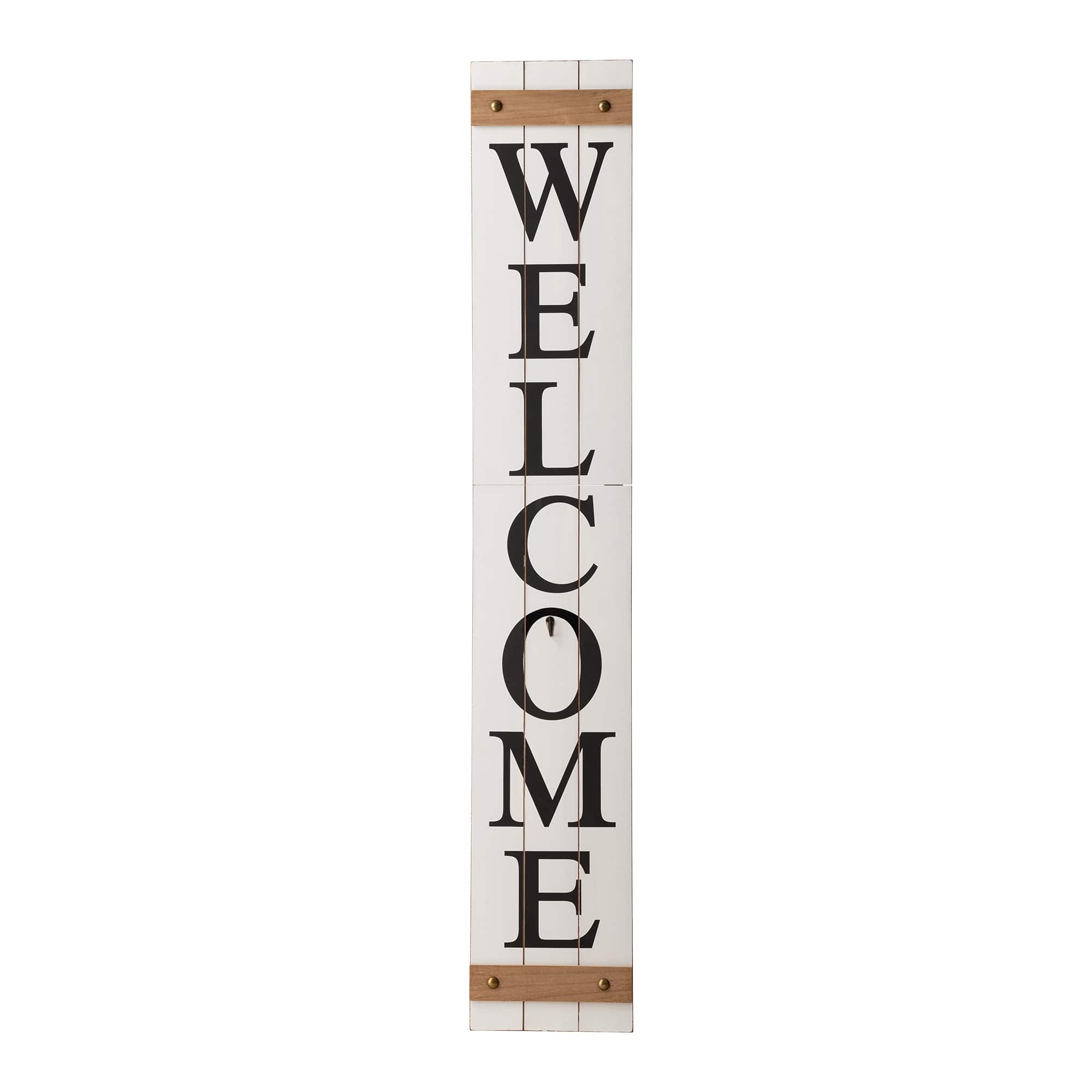 Glitzhome® 5ft. White Welcome Wood Porch Sign with 4 Changeable Wreaths