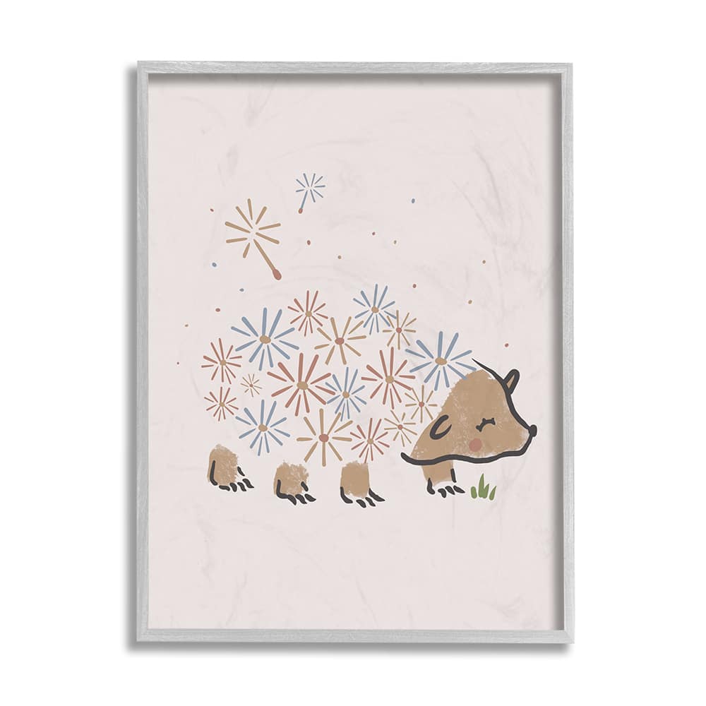 Stupell Industries Dandelion Flower Hedgehog Wall Art in Frame
