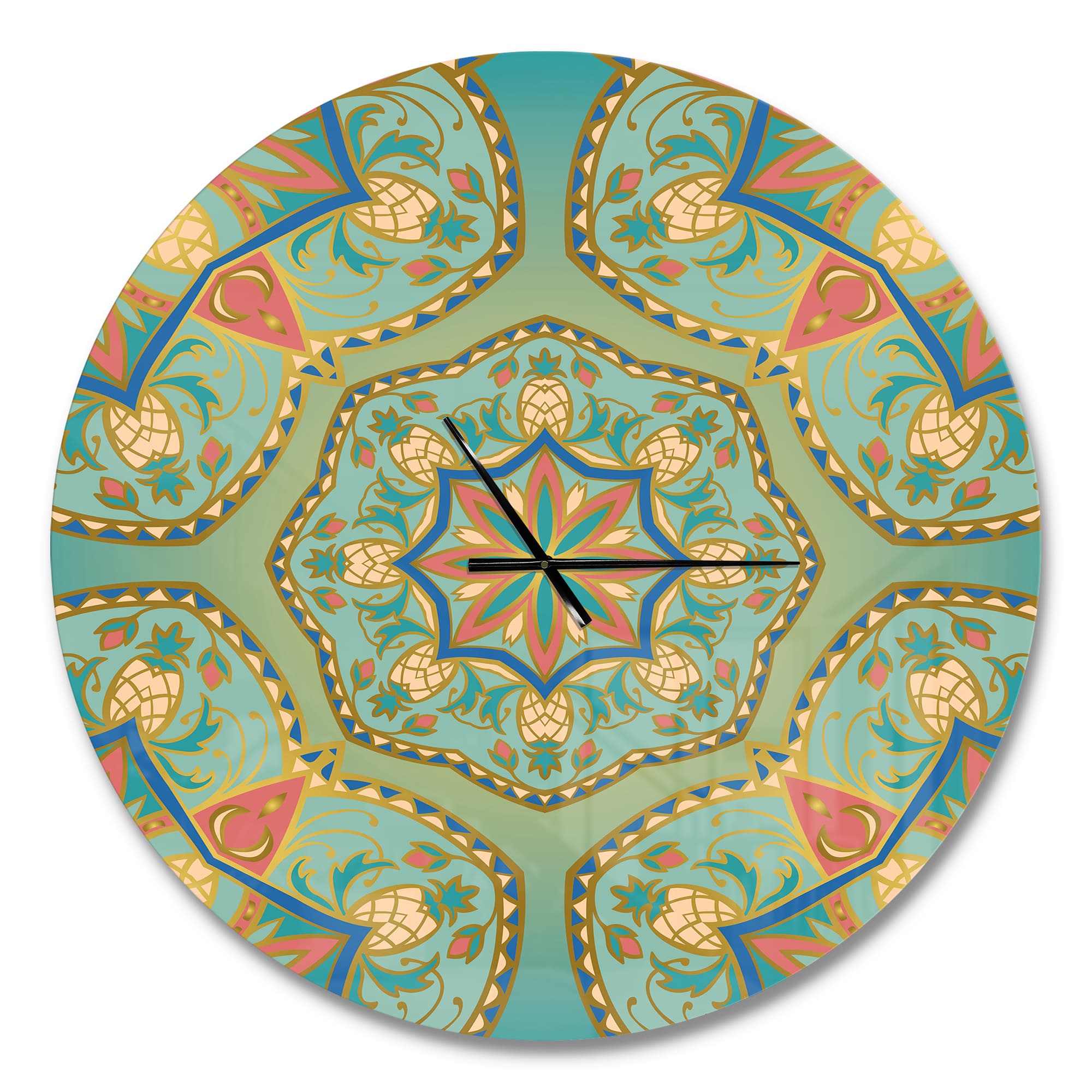 Designart 'Oriental Mandala Pinapple Ornament Vintage Wall Clock