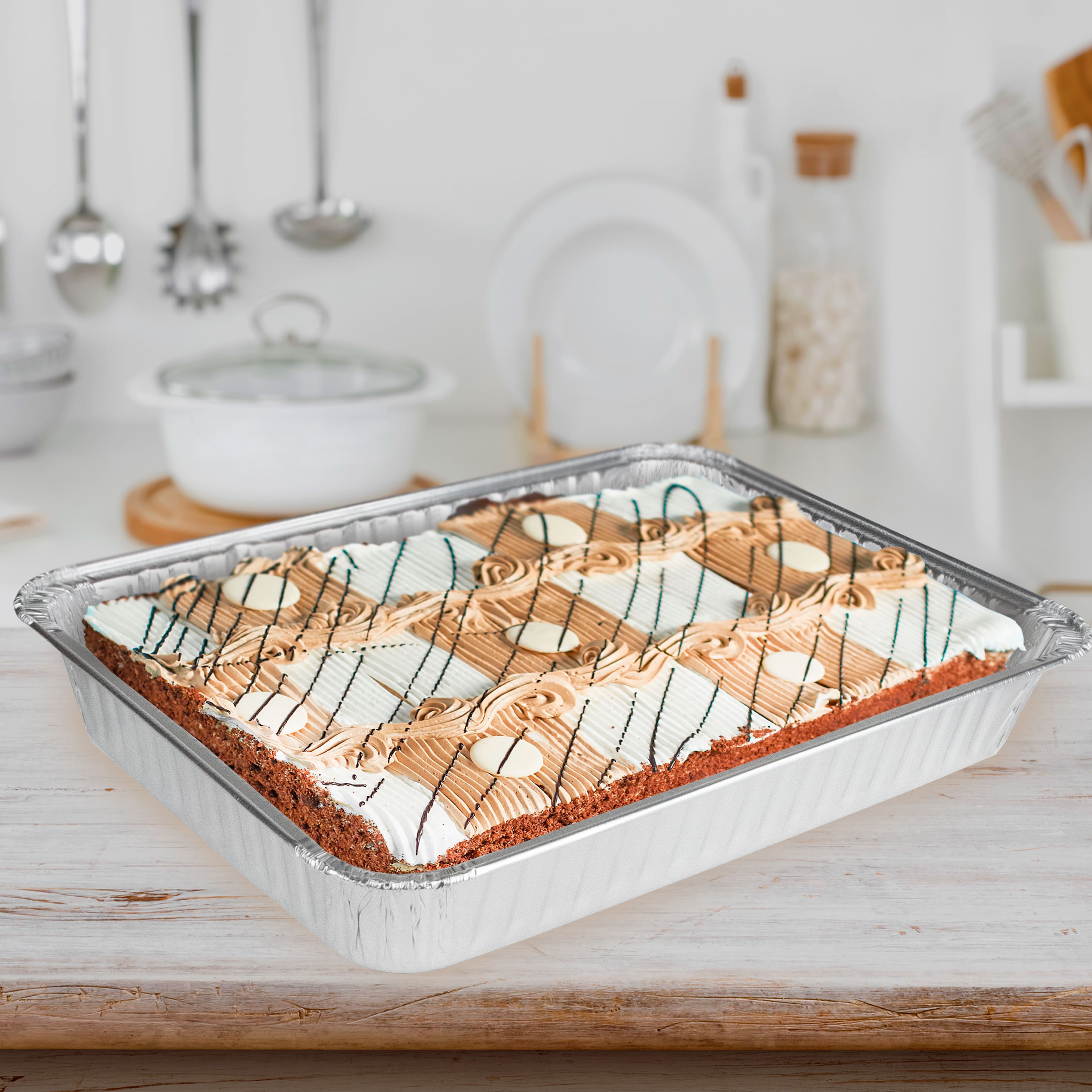 Silver Lining by Durable Packaging Foil Ready Mix Cake Pans with Lids, 2ct.