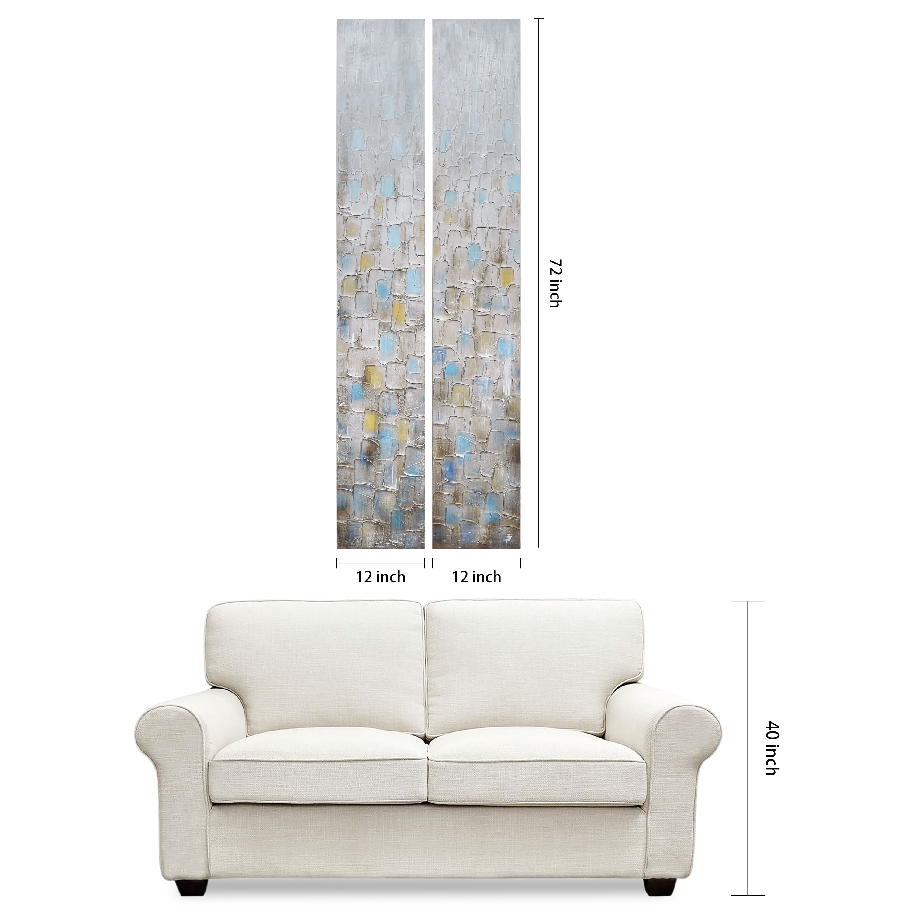 Empire Art Direct 72" x 12" Cosmopolitan Textured & Metallic Hand Painted Canvas Wall Art, 2ct.