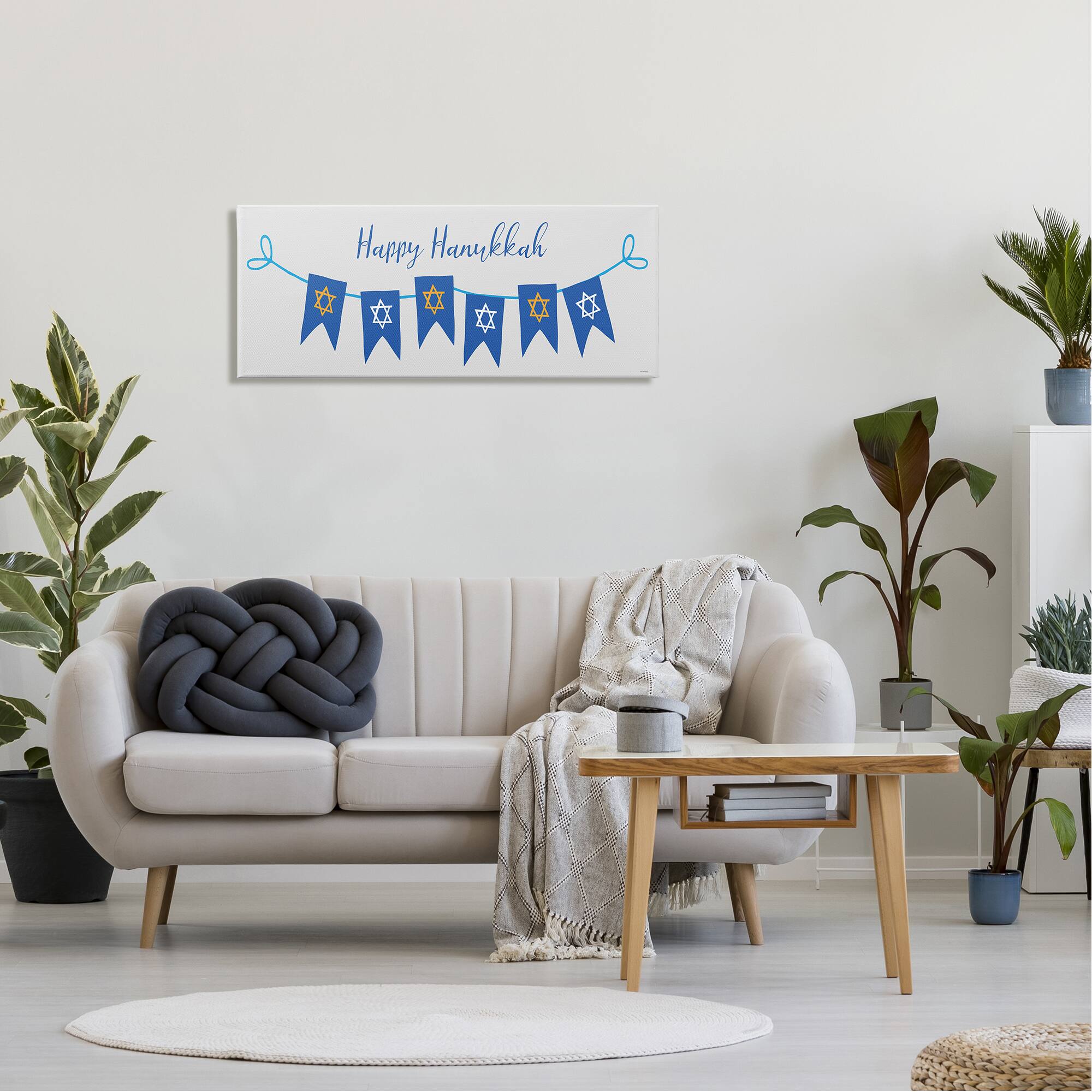 Stupell Industries Happy Hanukkah Star Of David Banner Canvas Wall Art
