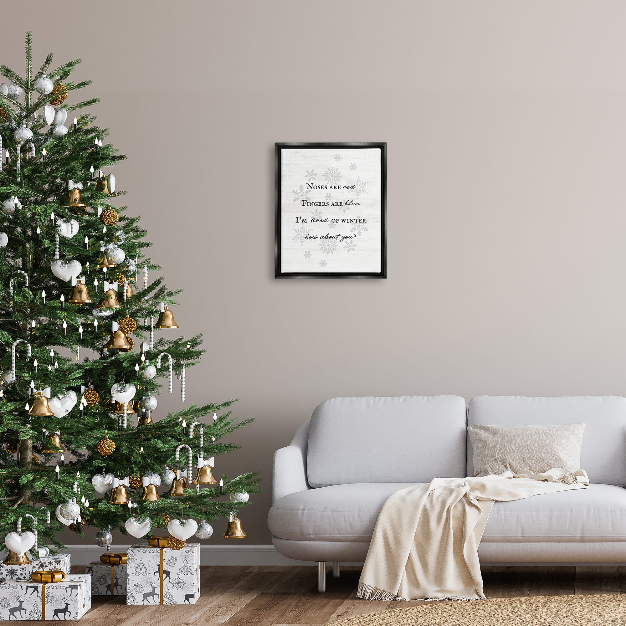 Stupell Industries Tired Of Winter Funny Poem Framed Floater Canvas Wall Art