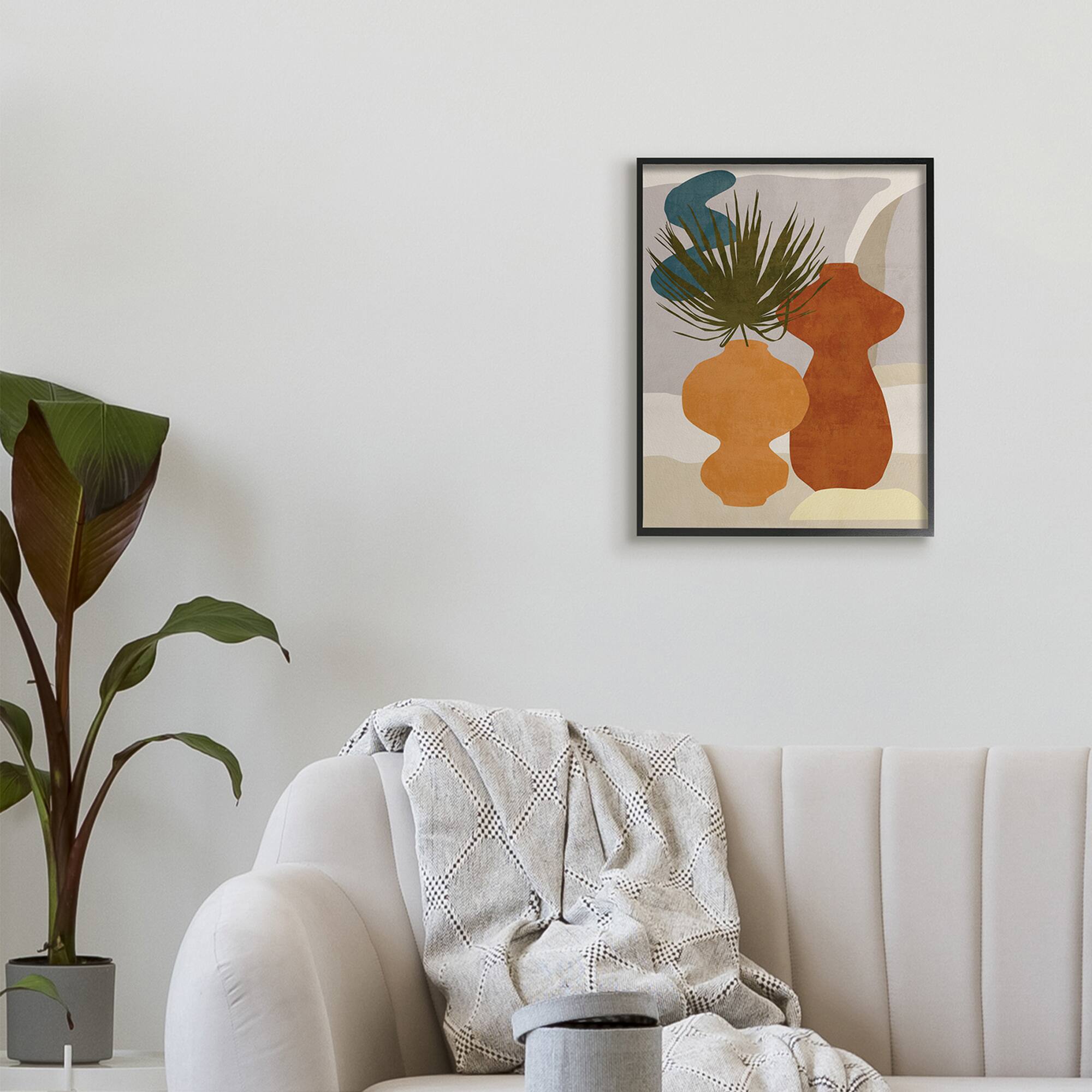 Stupell Industries Western Abstract Vases Brown Orange Green in Frame Wall Art