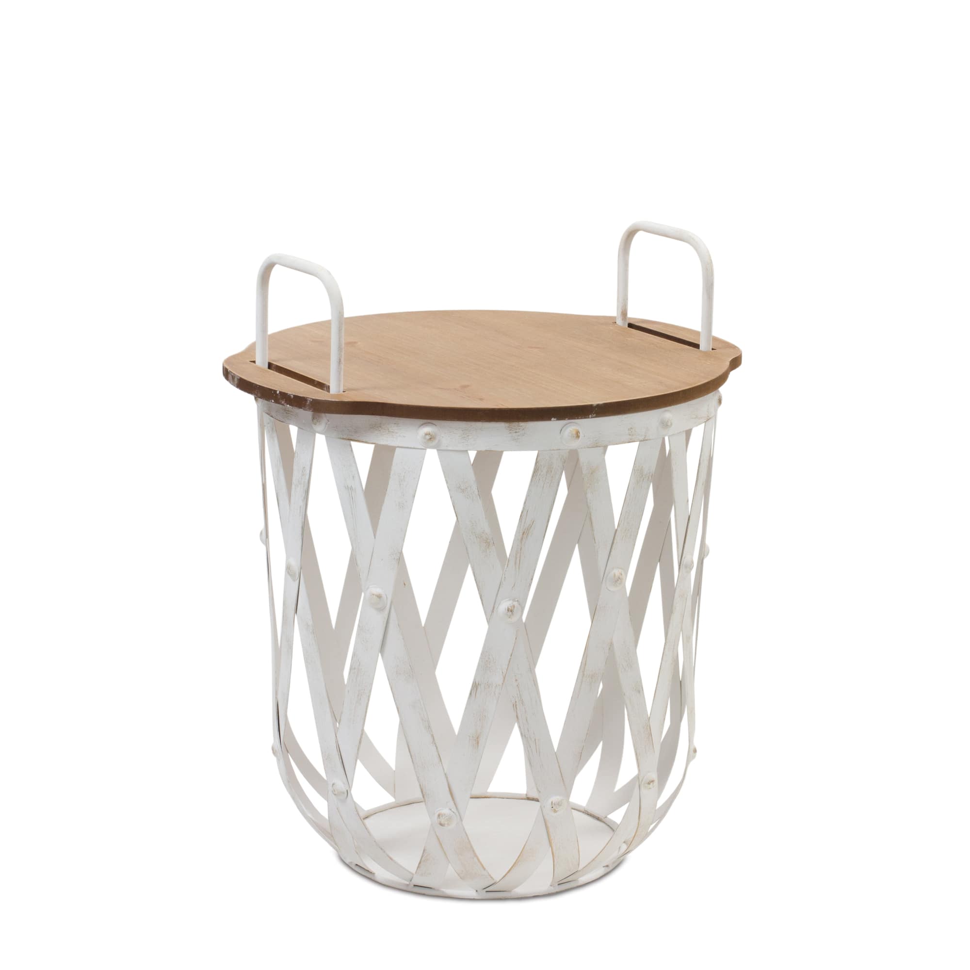 White Side Basket Table Set
