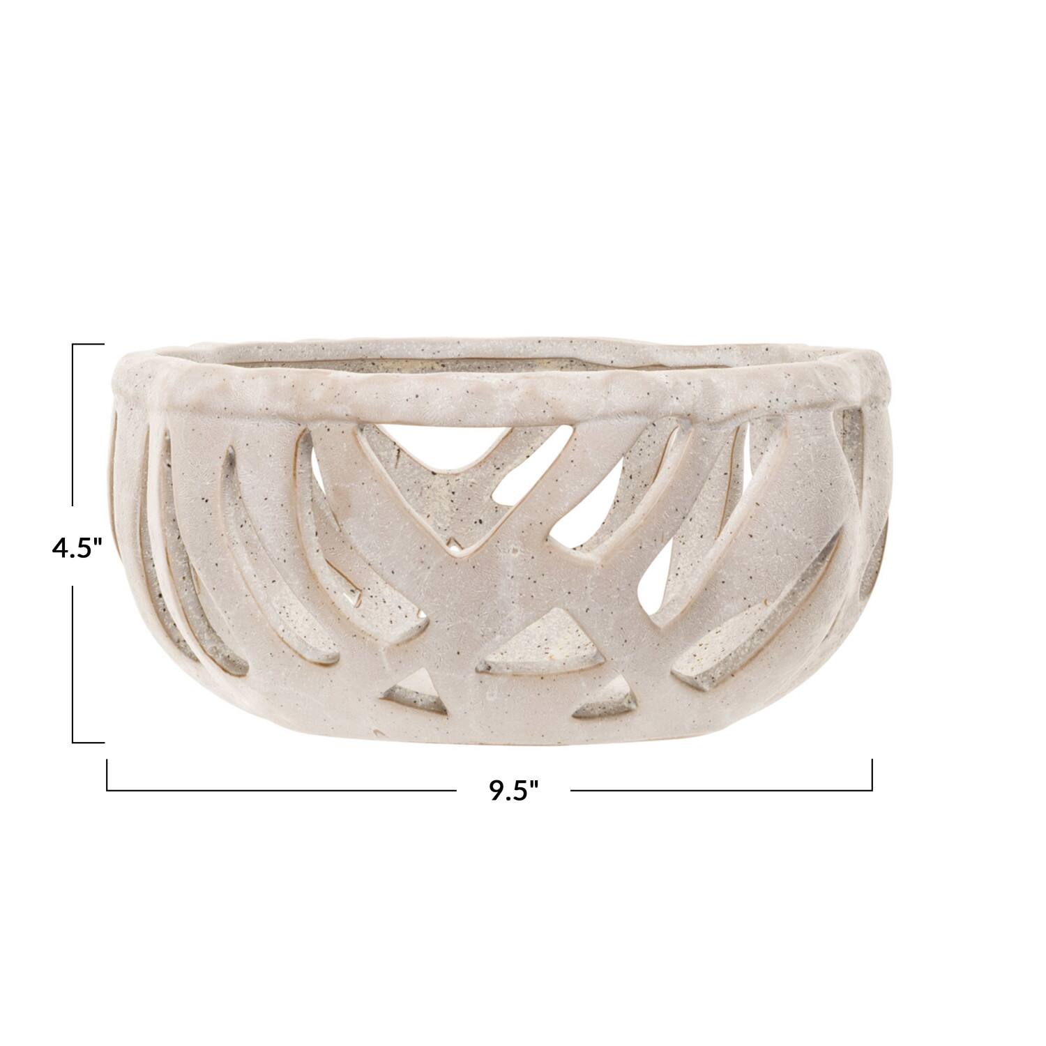 Hello Honey® 9.5" Cream Speckled Reactive Glaze Stoneware Bread Basket