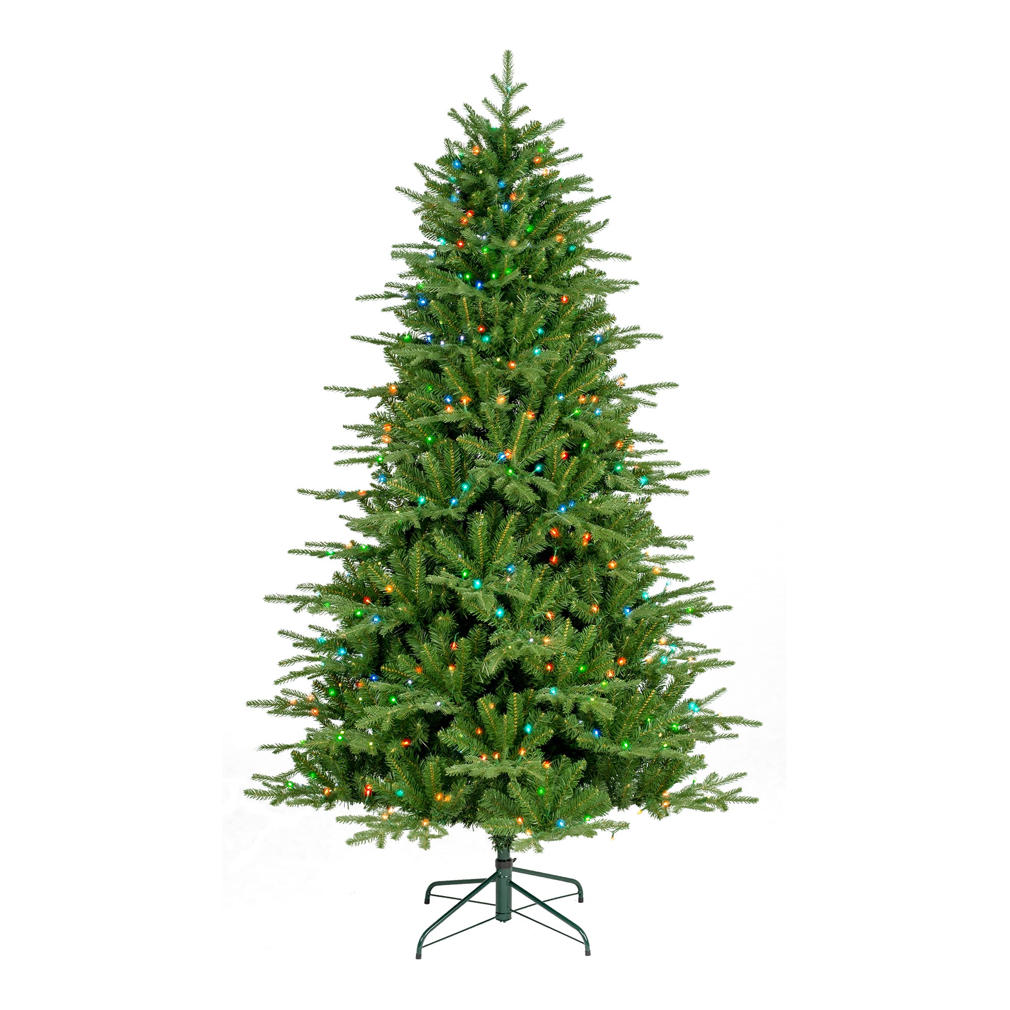 Glitzhome 7ft Pre-Lit Full Fir Artificial 7 Foot Pre-Lit Multi-Function Lights Fir Christmas Tree, One Size, Green
