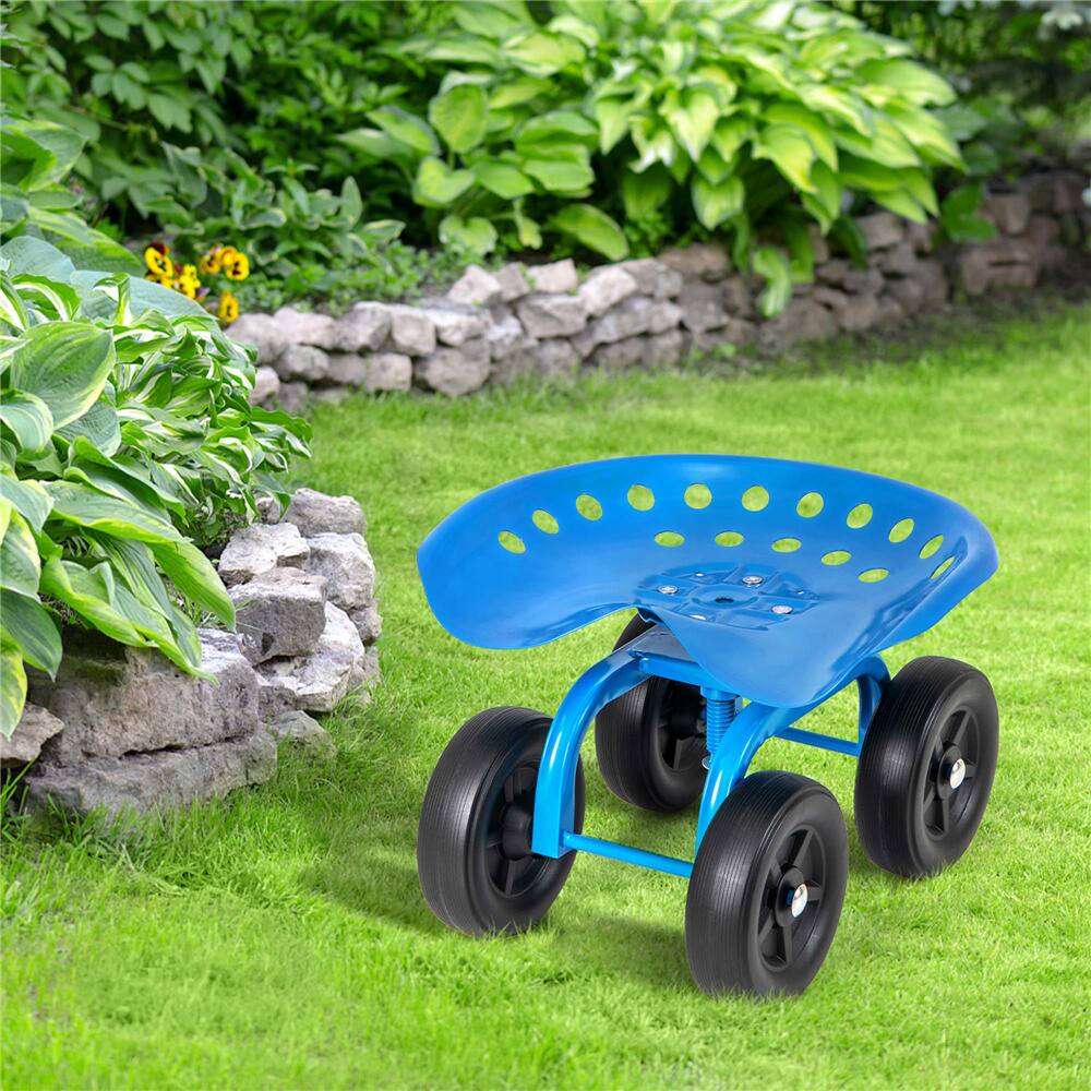 Costway Rolling Garden Cart Heavy Duty Height Adjustable Swivel Work Seat