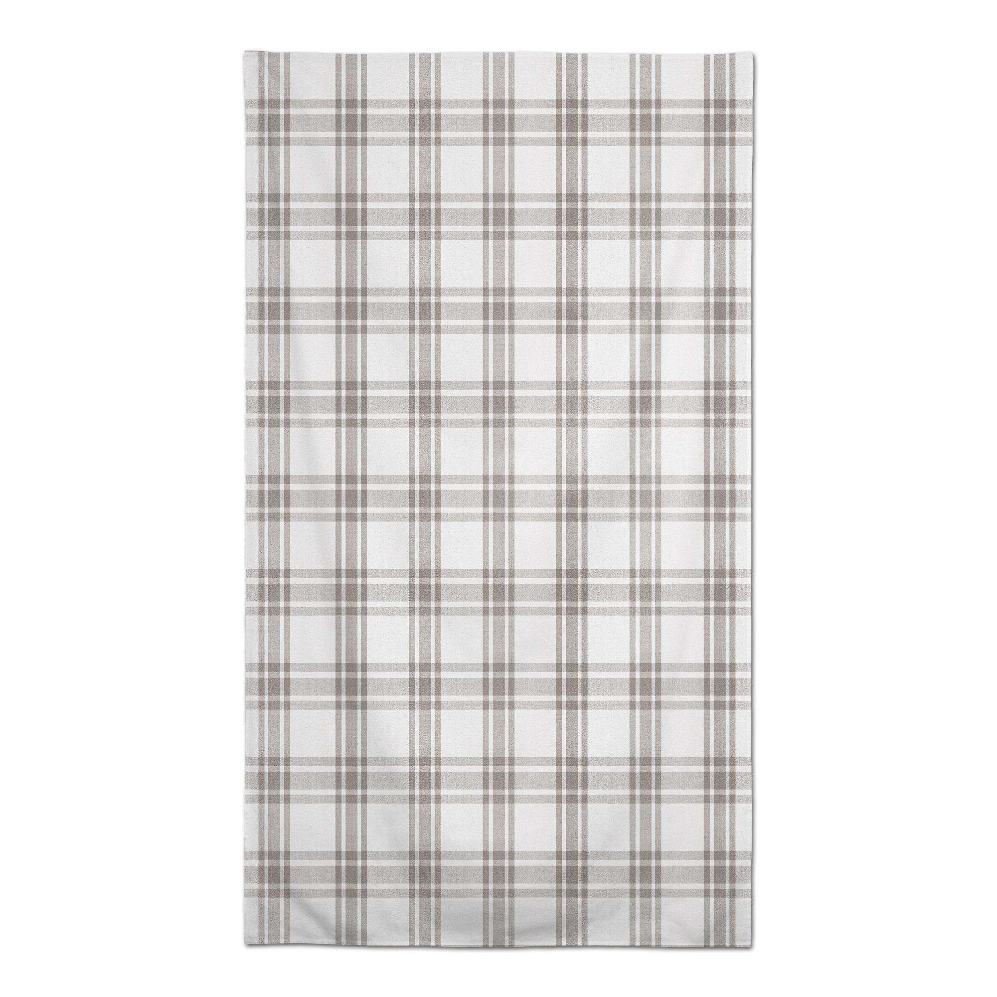 8.5ft. Cream & Gray Plaid Tablecloth