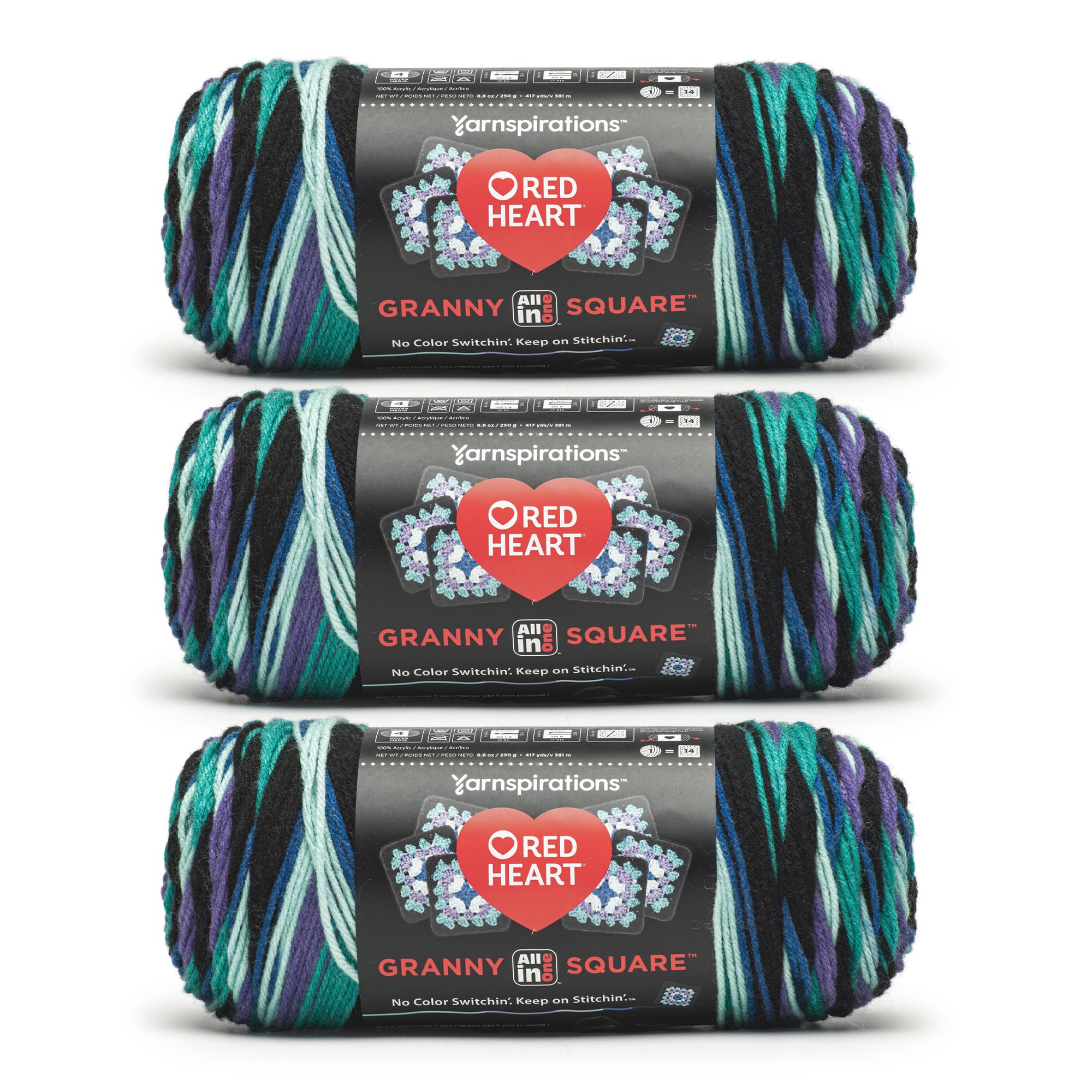 3 Pack Red Heart® All in One™ Granny Square™ Yarn