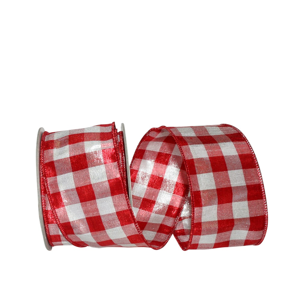 JAM Paper 2.5" x 10yd. Metallic Wired Lame Gingham Check Dupioni Ribbon