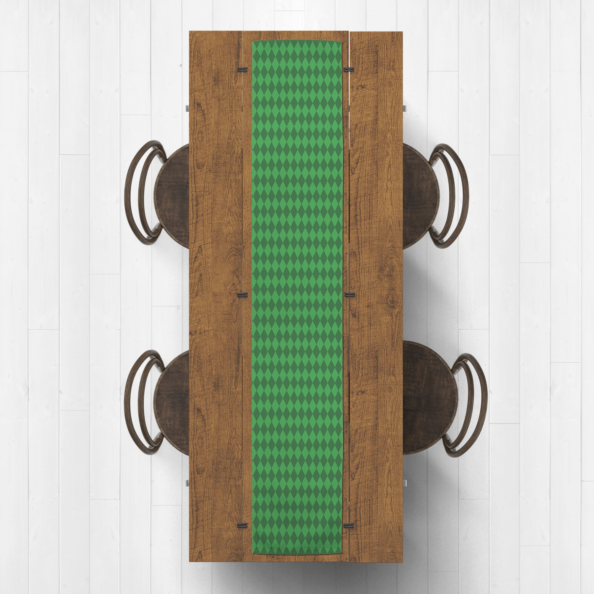 Green Diamonds Outdoor Table Runner