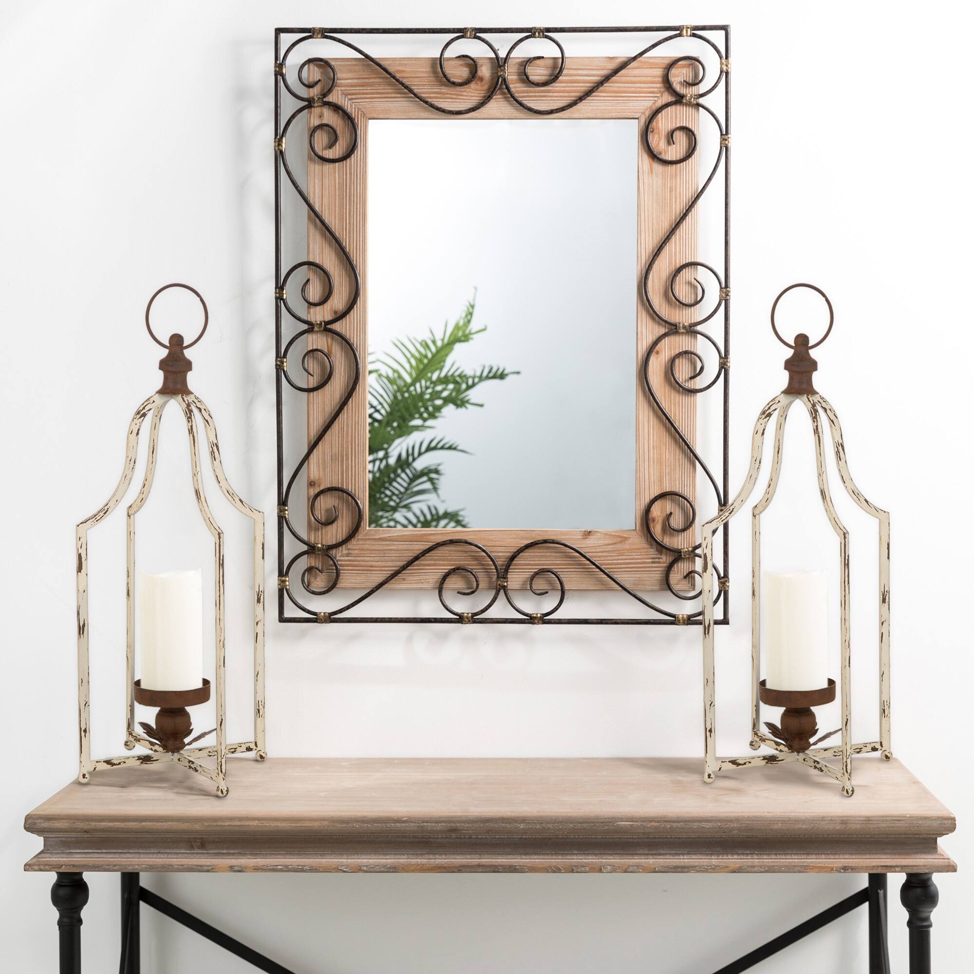 Glitzhome® 22" Farmhouse Distressed Metal Lantern, 2ct.