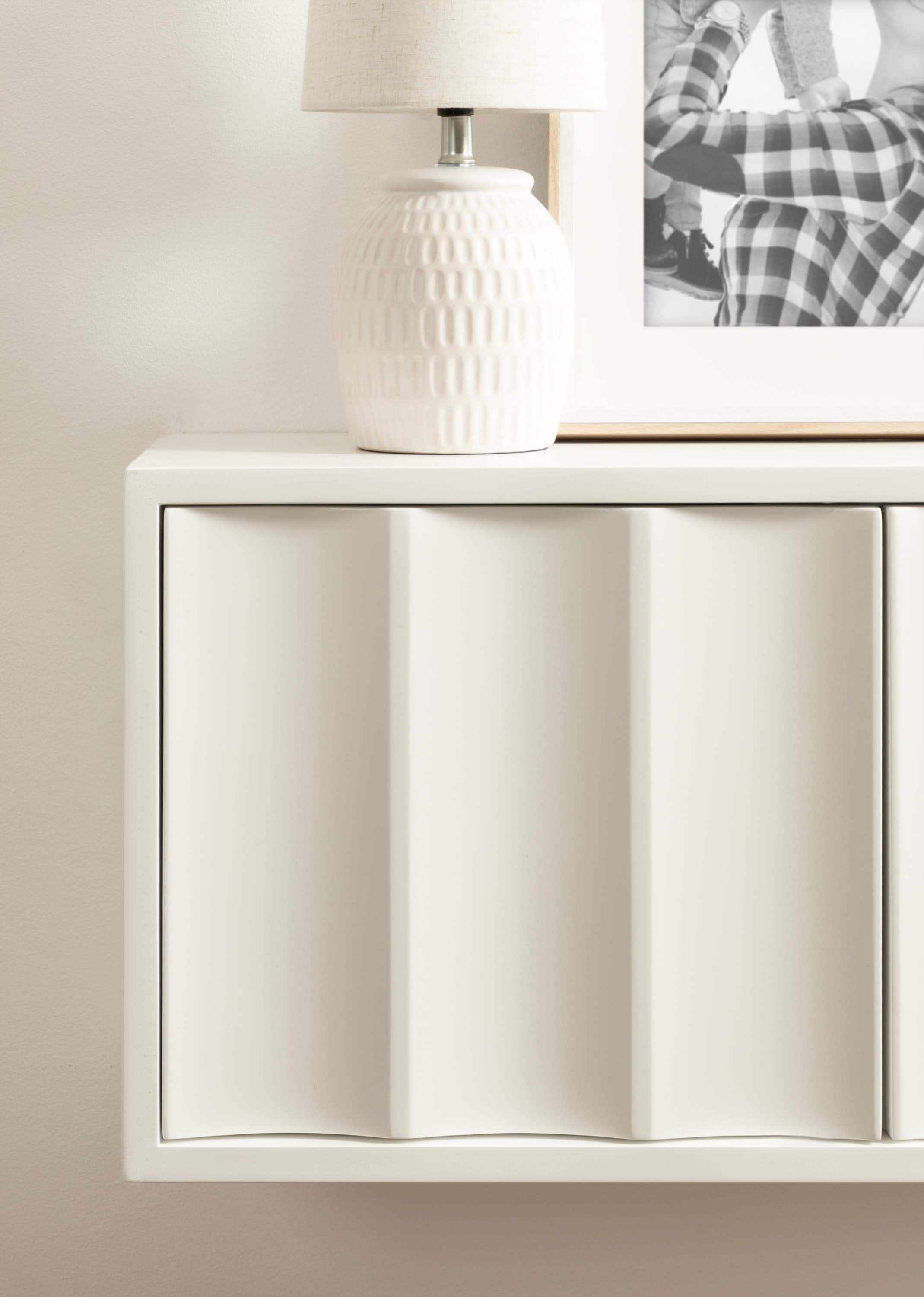 Kate and Laurel White Sartell Scallop Wall Cabinet