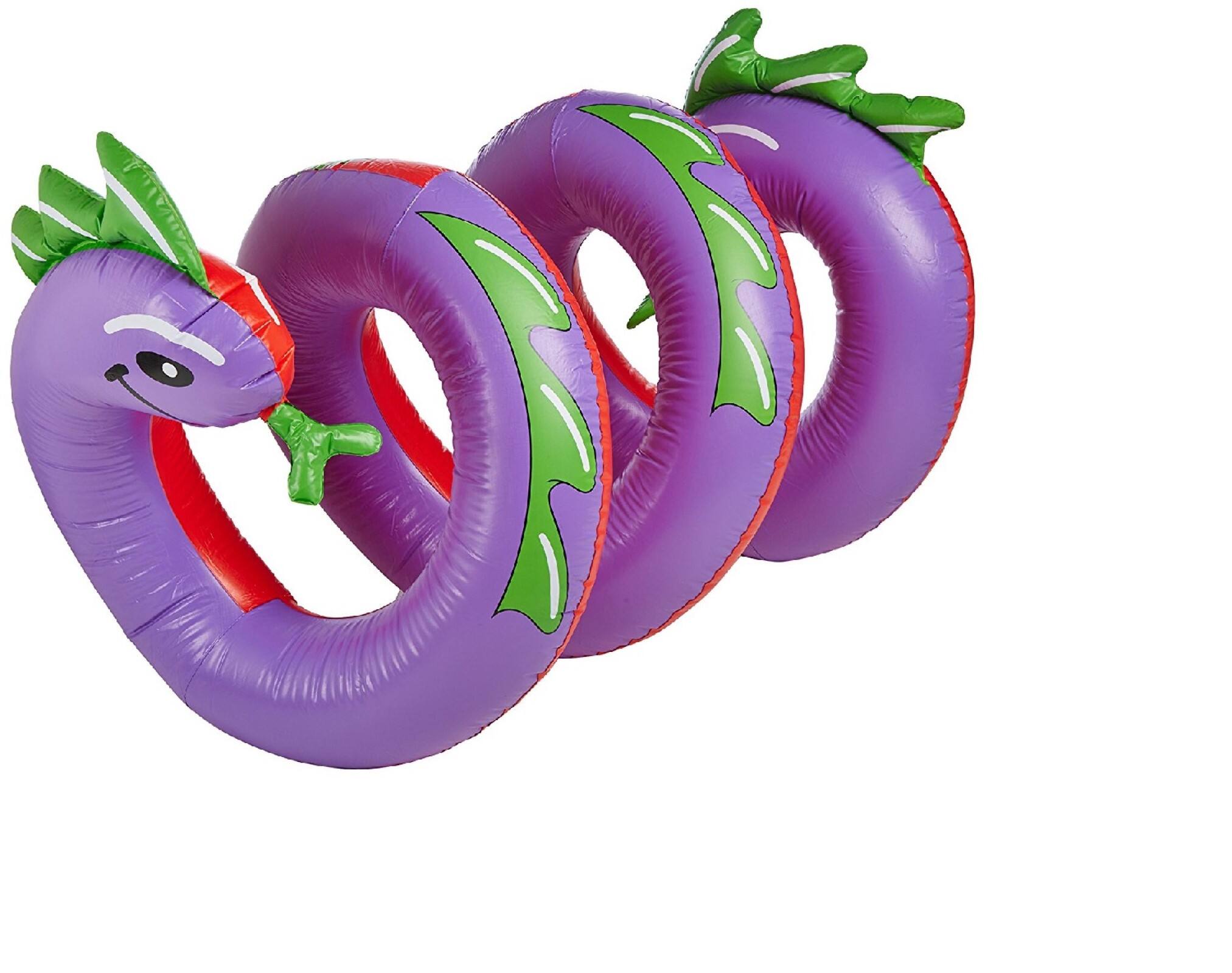 Swim Central 96" Inflatable Purple & Green Two Headed Curly Serpent Swimming Pool Float