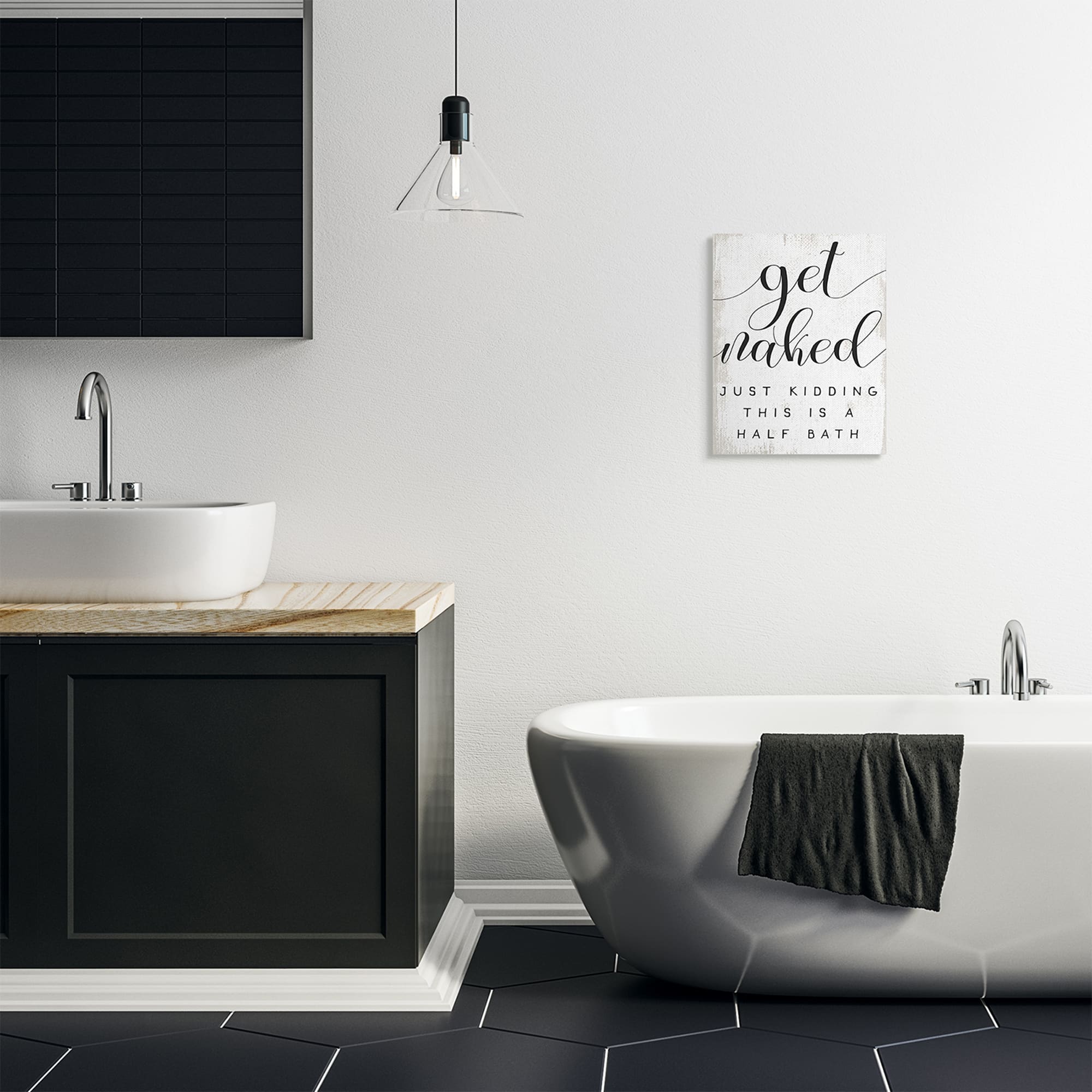 Stupell Industries Get Naked Half Bath Phrase Toilet Room Humor Canvas Wall Art