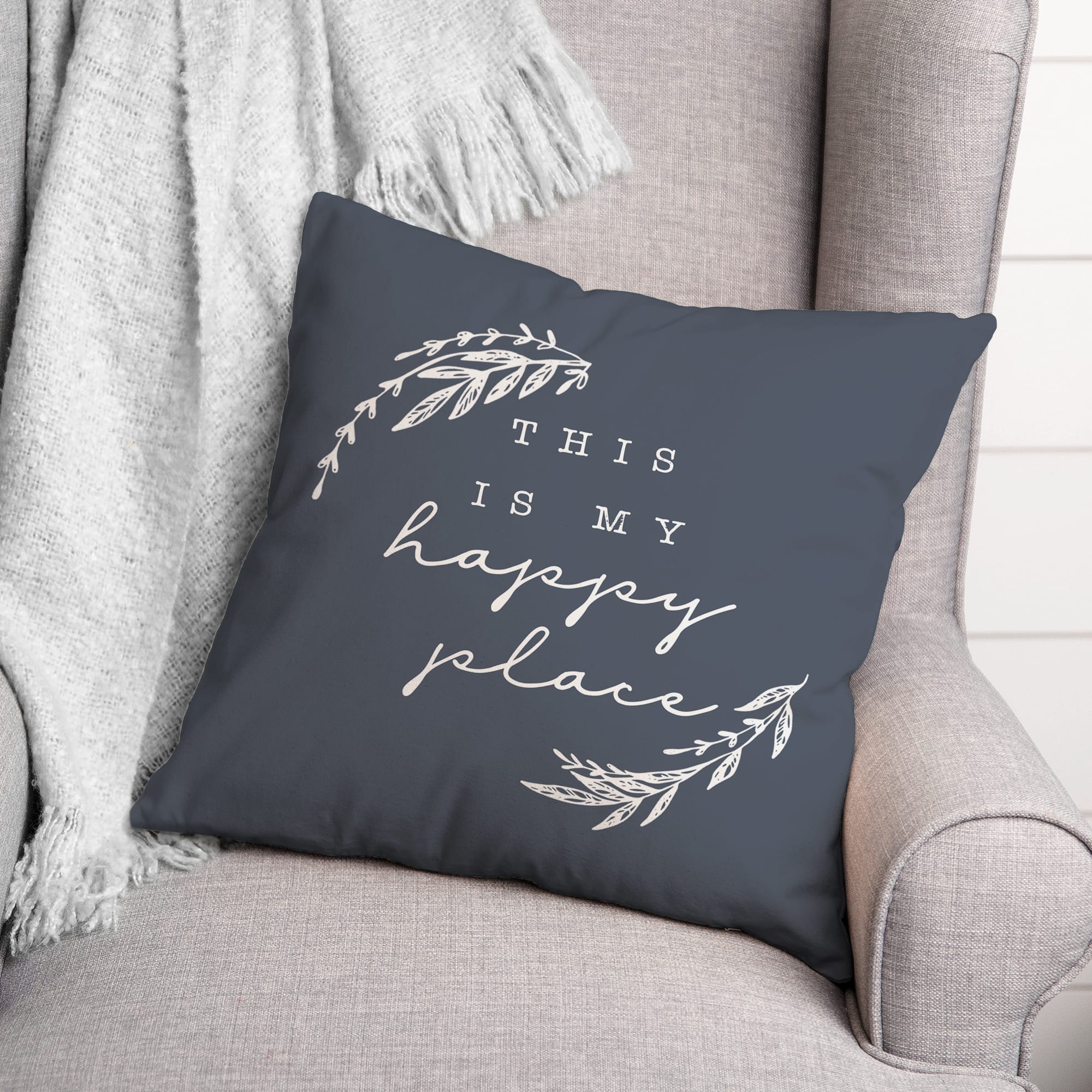 18" x 18" Happy Place Versatile Throw Pillow