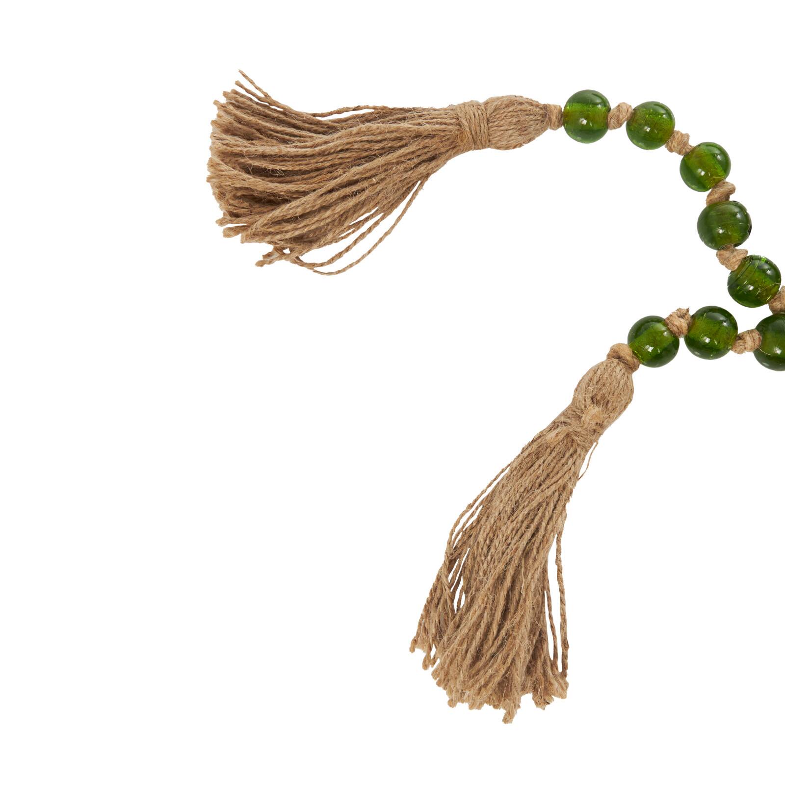 Ivory and Iris 87" Handmade Round Glass Beaded Garland with Jute Tassel