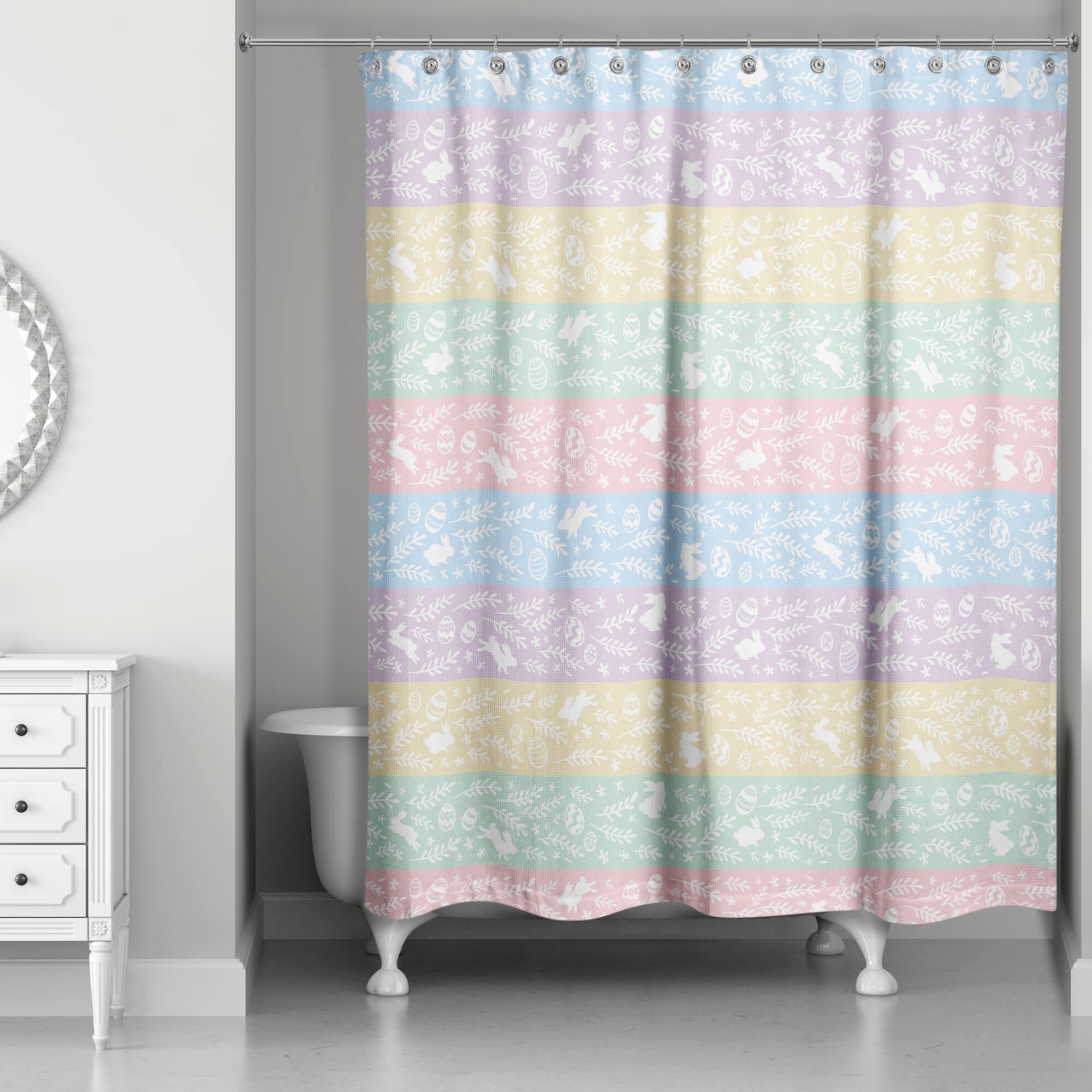 Botanical Bunny Stripes 71" x 74" Shower Curtain