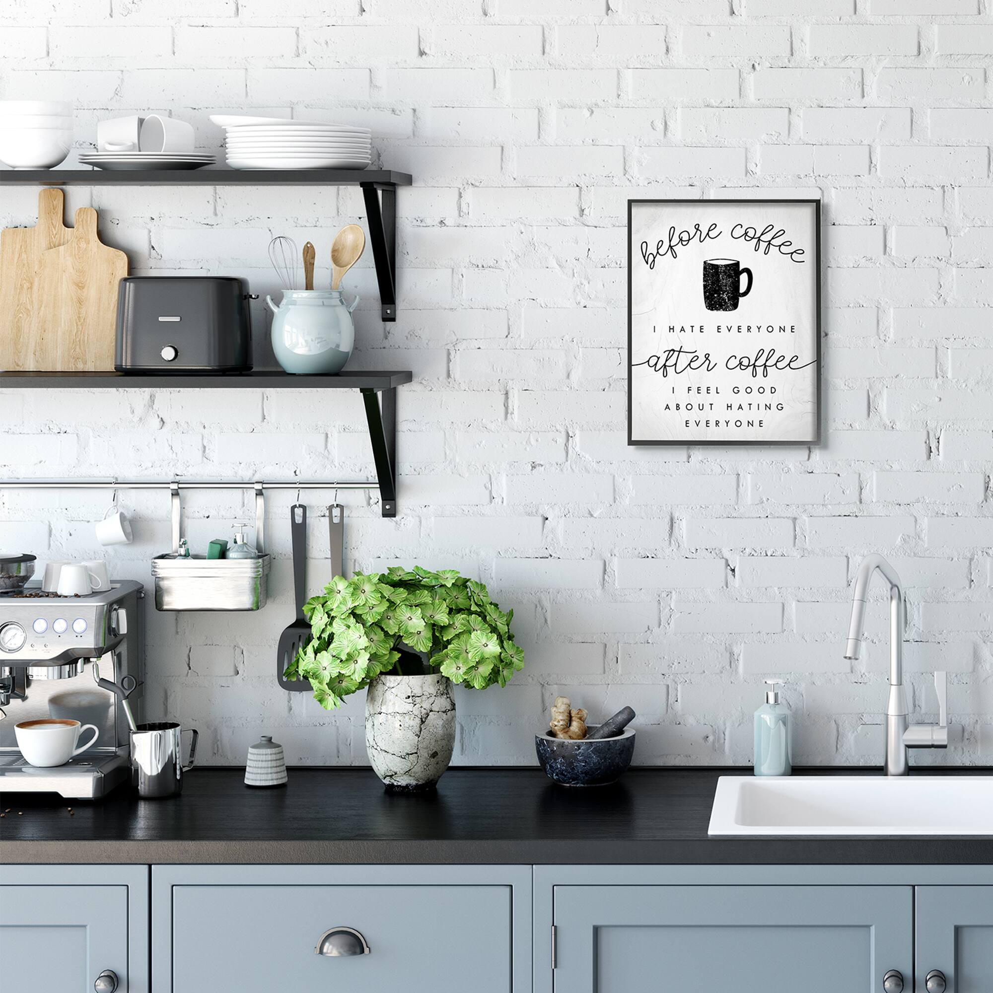 Stupell Industries Before Coffee After Coffee Wall Art in Frame