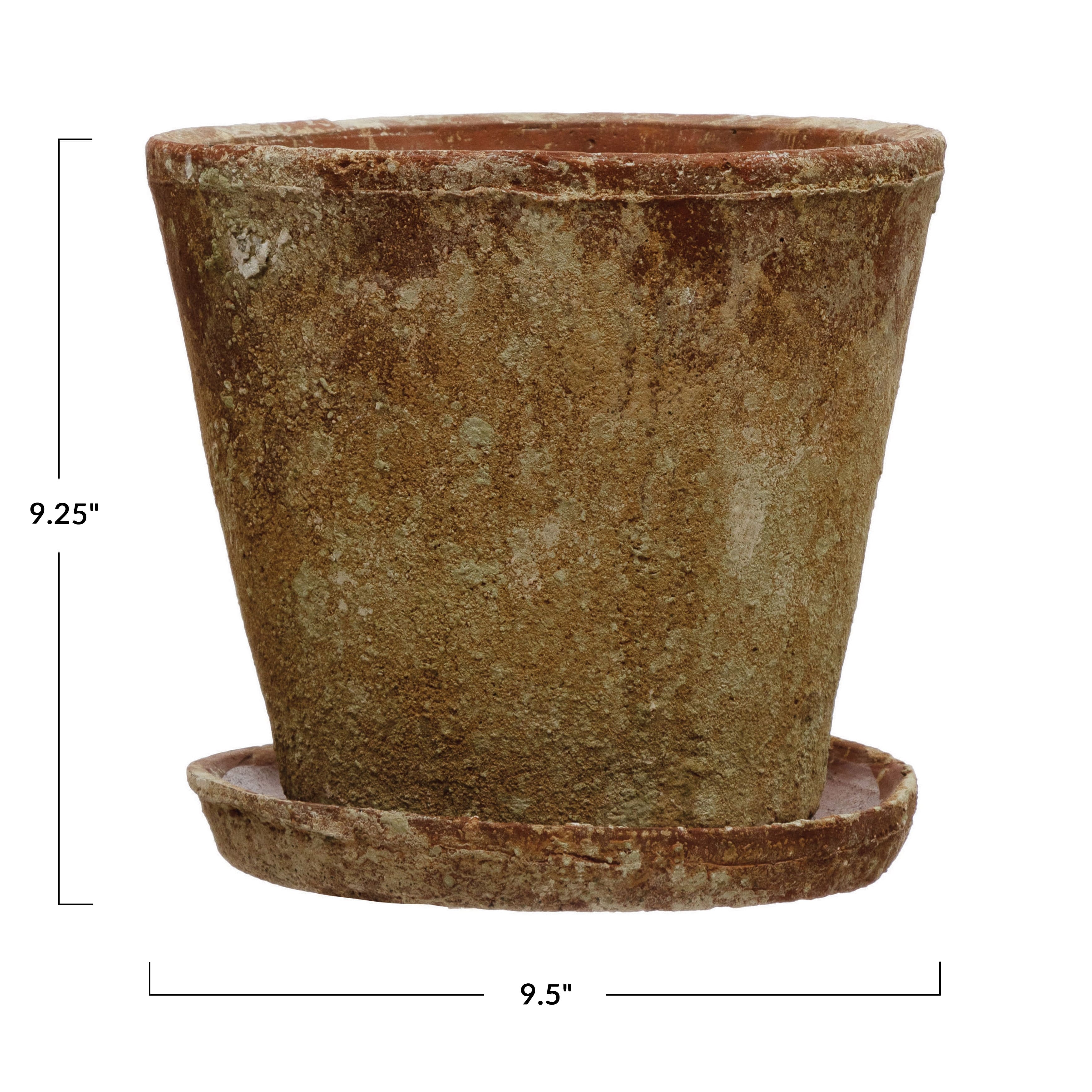 Hello Honey® Distressed Terracotta Cement Planter with Saucer Set