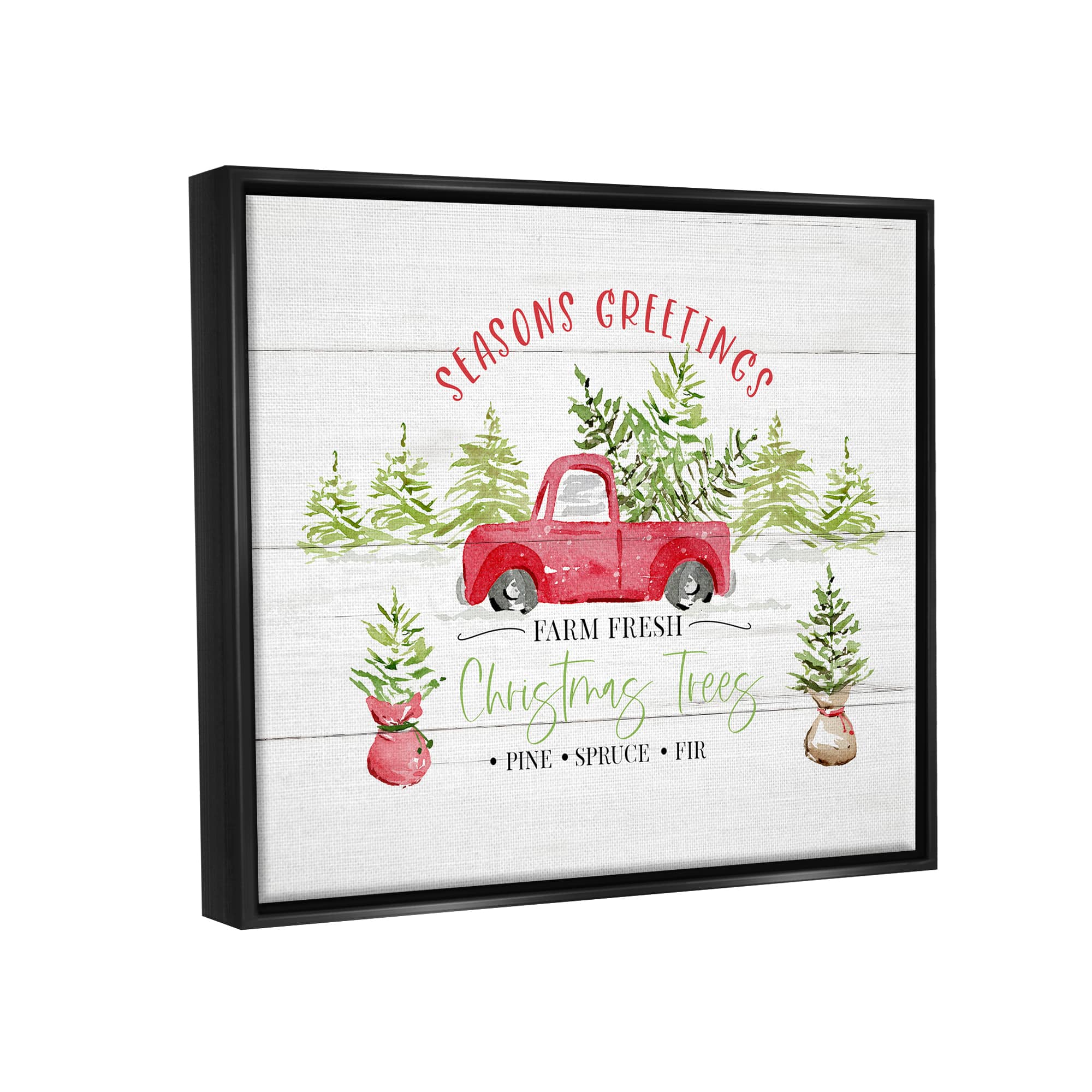 Stupell Industries Farm Fresh Christmas Trees Seasonal Framed Floater Canvas Wall Art