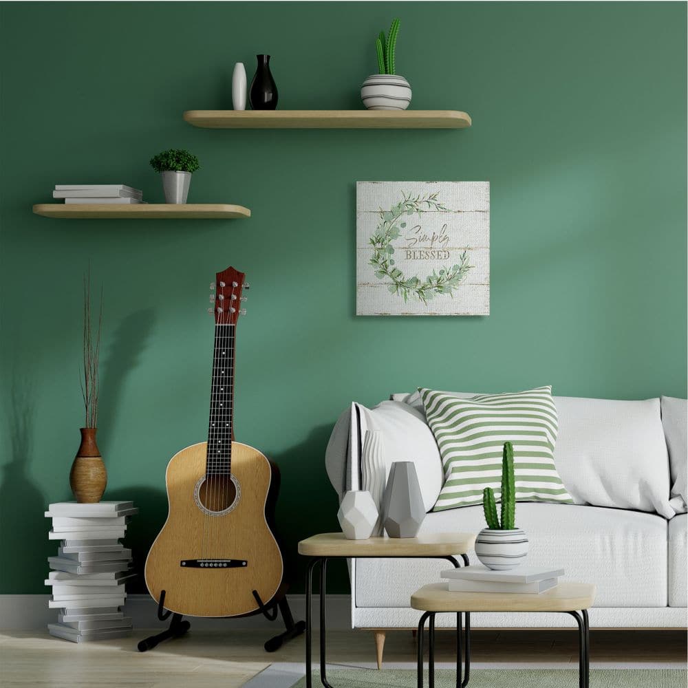 Stupell Industries Simply Blessed Phrase with Distressed Styling and Wreath Canvas Wall Art