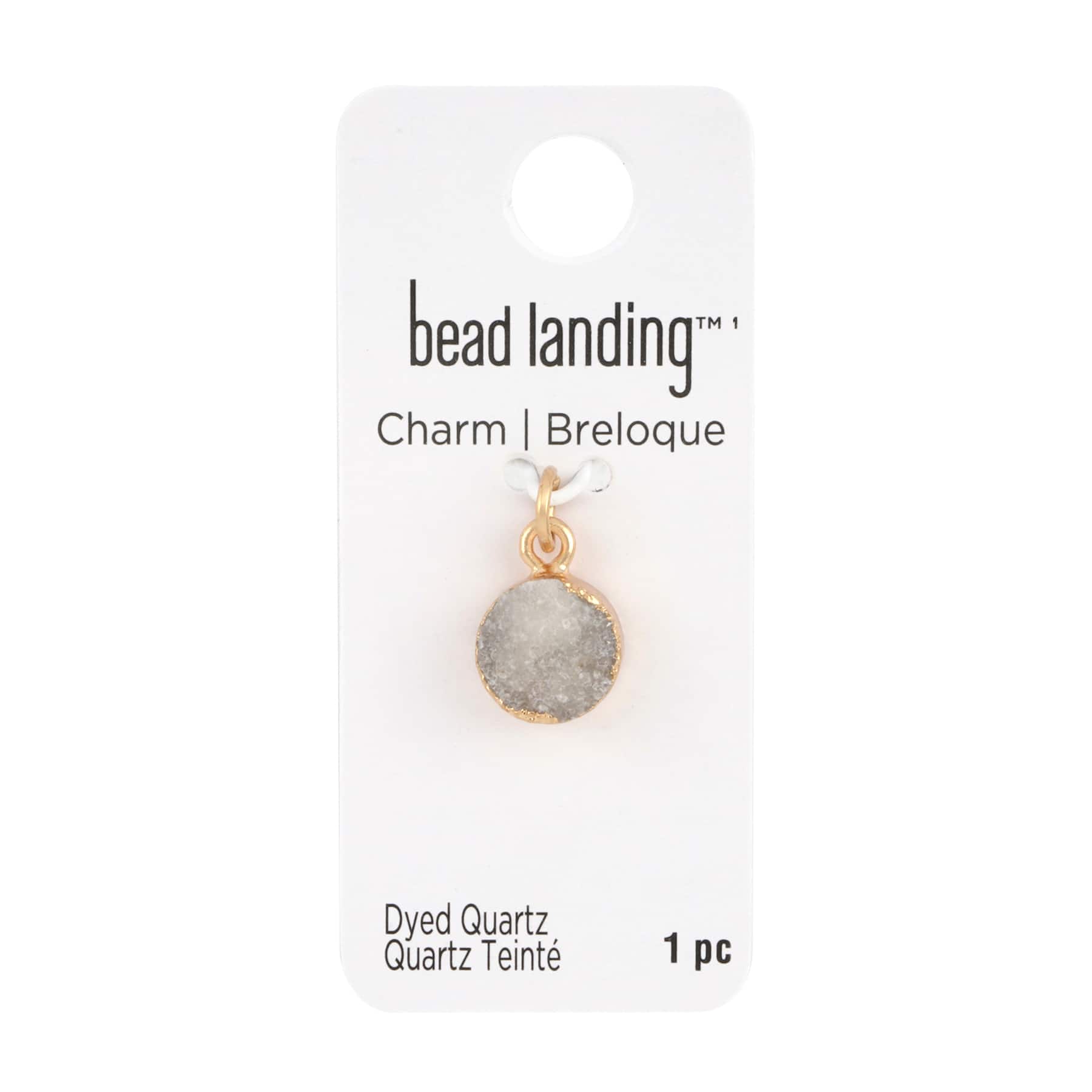 12 Pack: Round White Dyed Quartz Charm by Bead Landing™