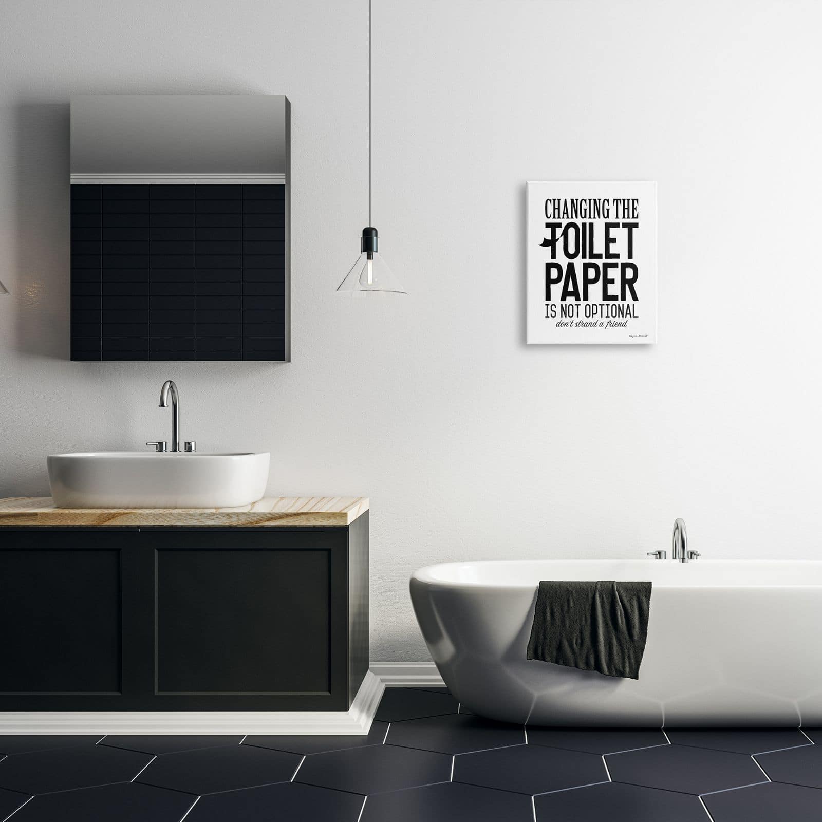 Stupell Industries Changing Toilet Paper Not Optional Funny Bathroom Phrase Canvas Wall Art