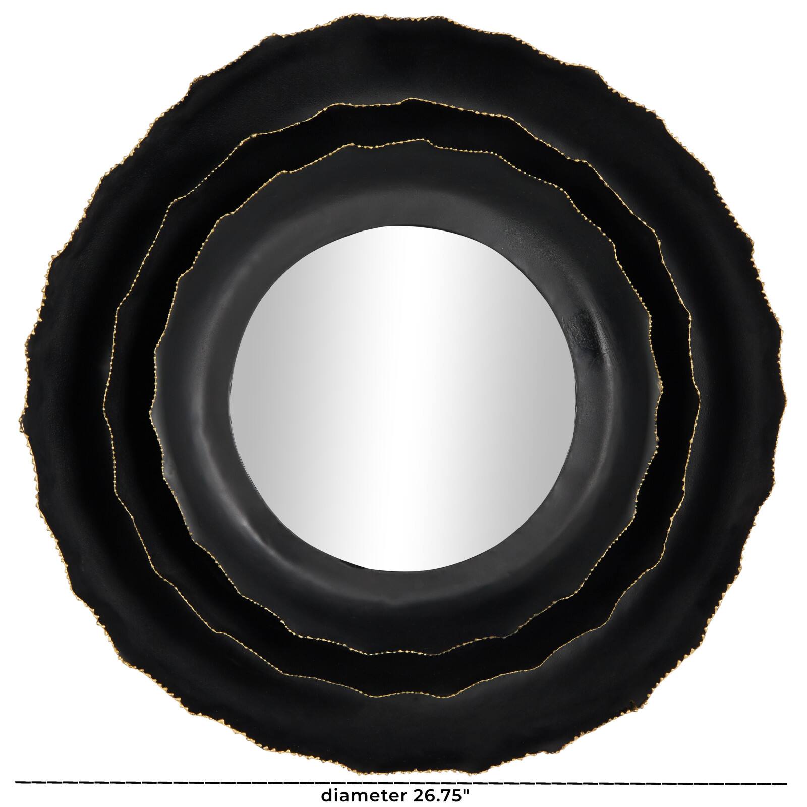 26.75" Black Metal Floral Layered Floral Framed Wall Mirror